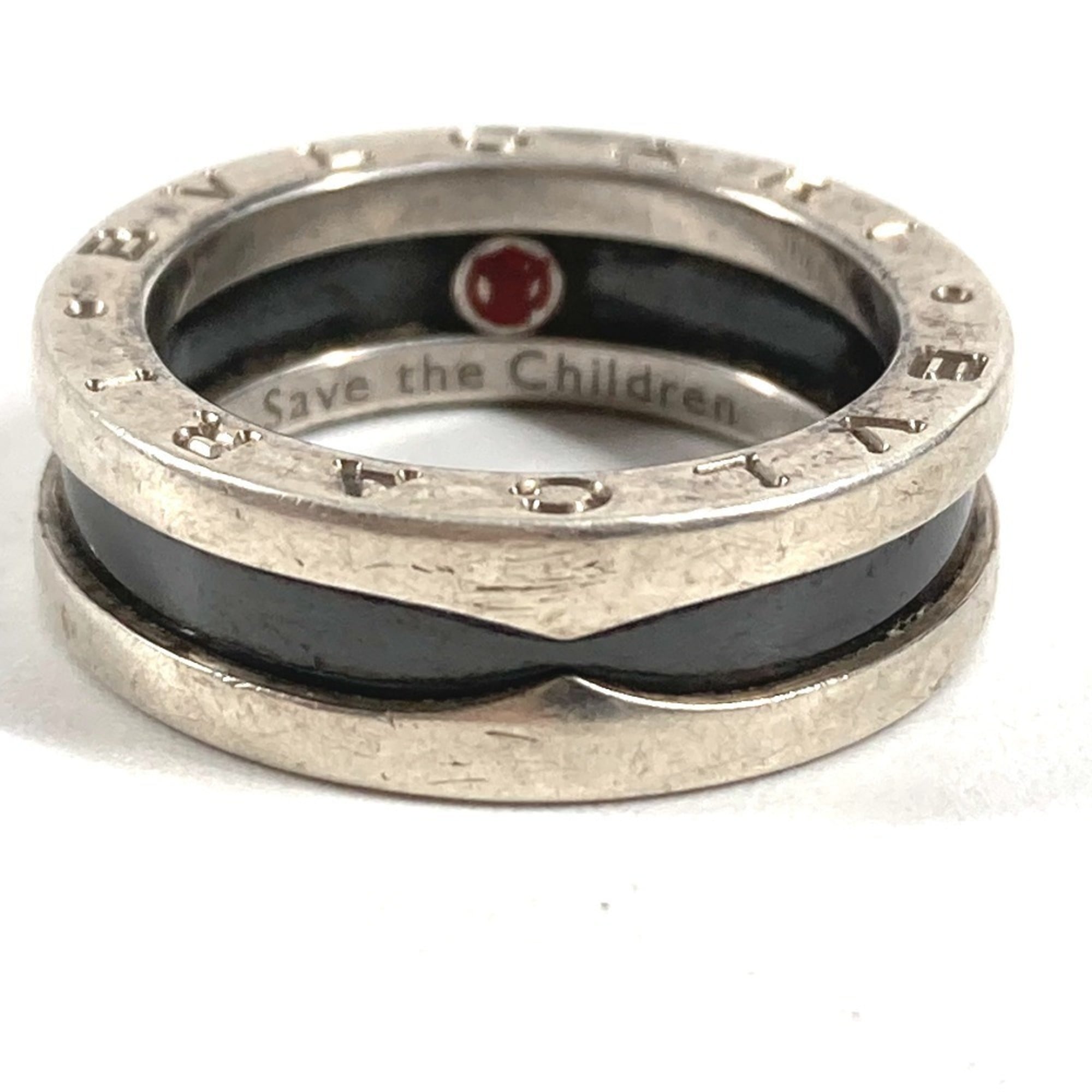 Bvlgari Silver Black Silver 925 Band Ring (Pre-Owned)