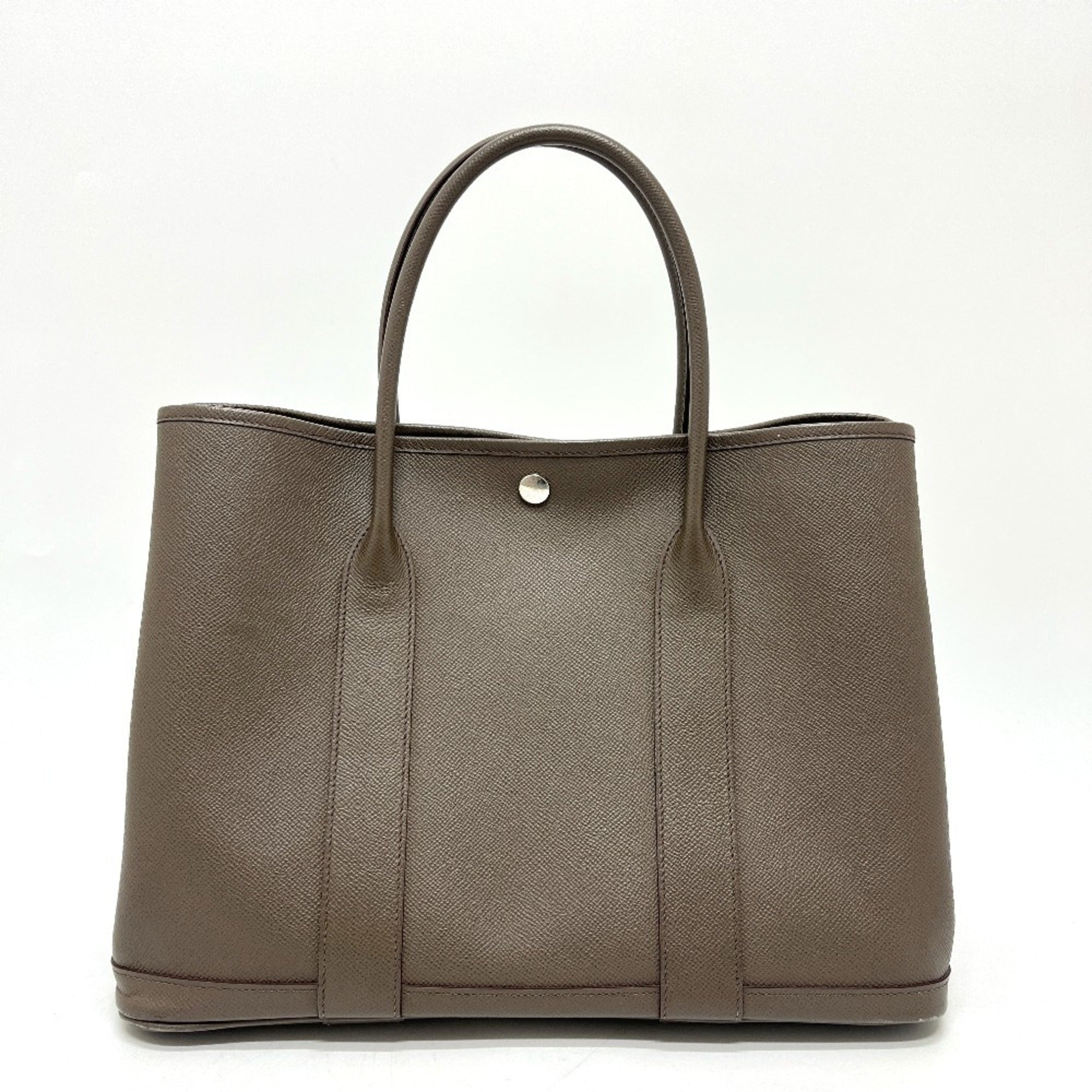 Hermes Garden Gray Epsom Leather Handbag Tote Bag (Pre-Owned)