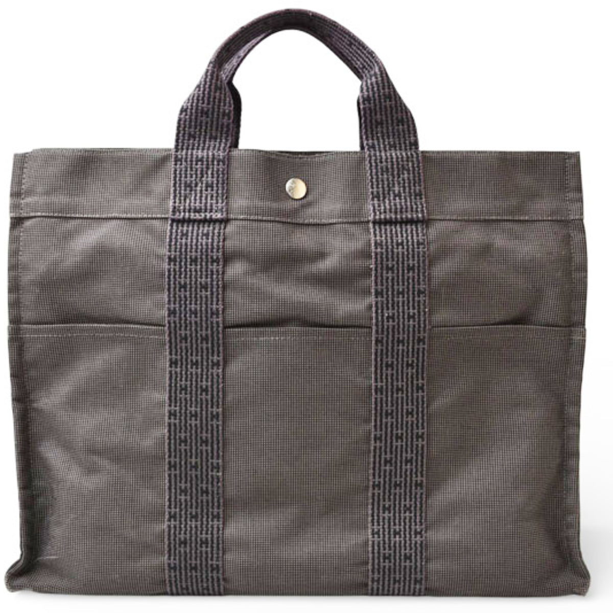 Hermes Her Line Gray Canvas Handbag Tote Bag (Pre-Owned)
