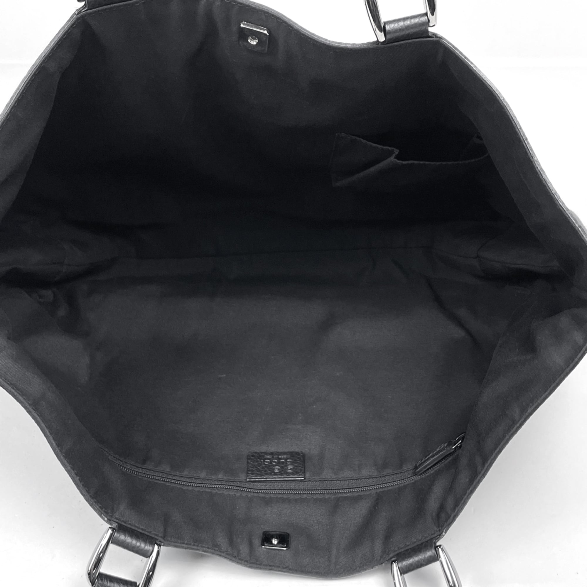 Gucci Black Gg Canvas Leather Tote Bag (Pre-Owned)