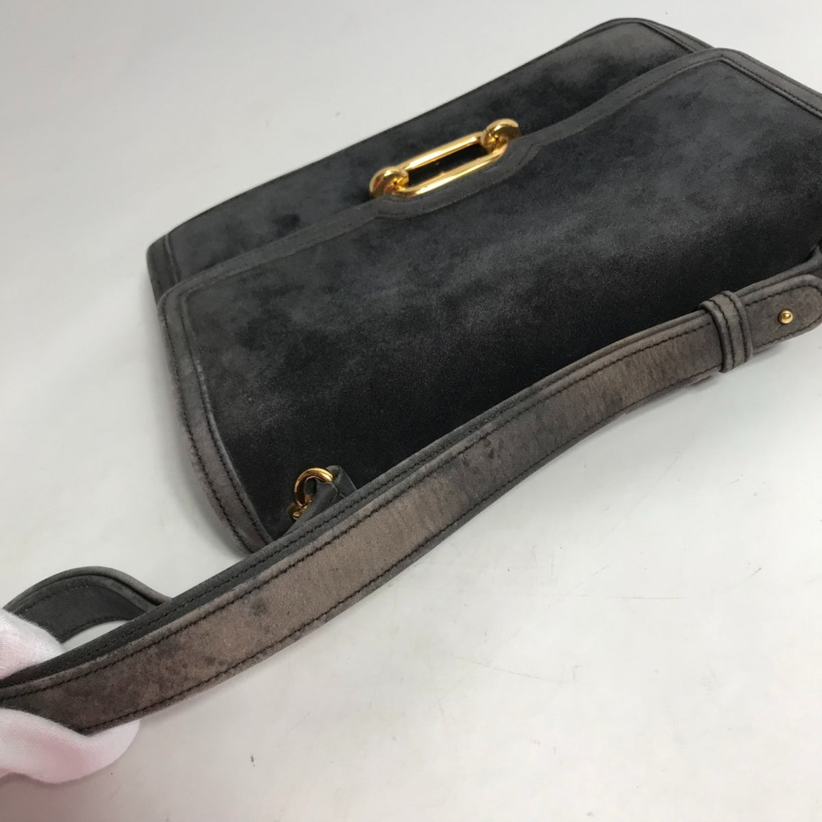 Hermes Gray Leather Shoulder Bag (Pre-Owned)