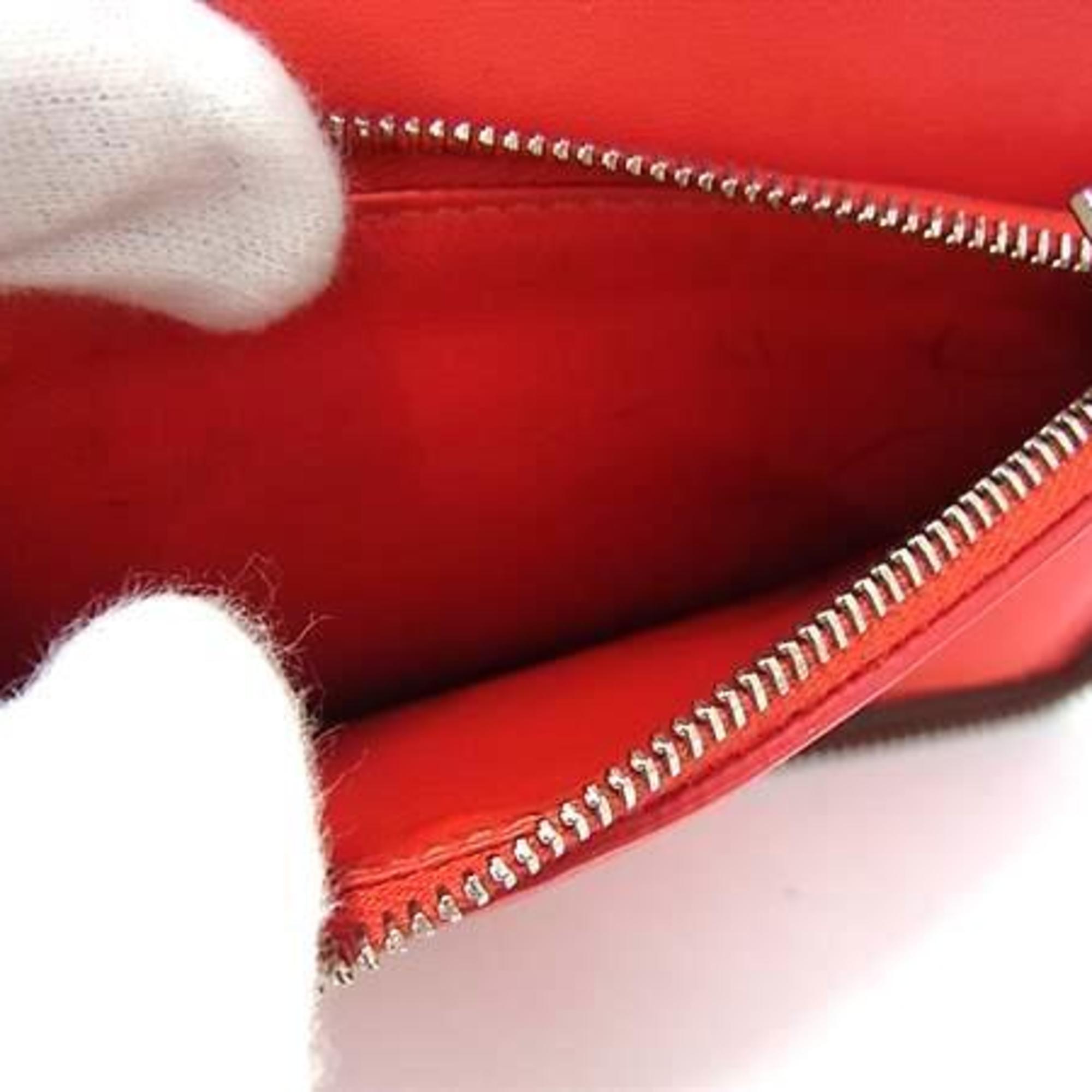 Celine Beige Red Color Leather Wallet (Bi-Fold) (Pre-Owned)