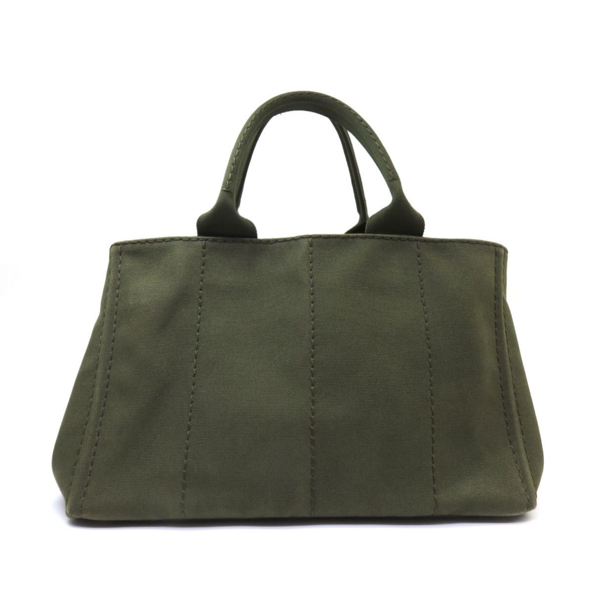 Prada Khaki Canvas Handbag Tote Bag (Pre-Owned)