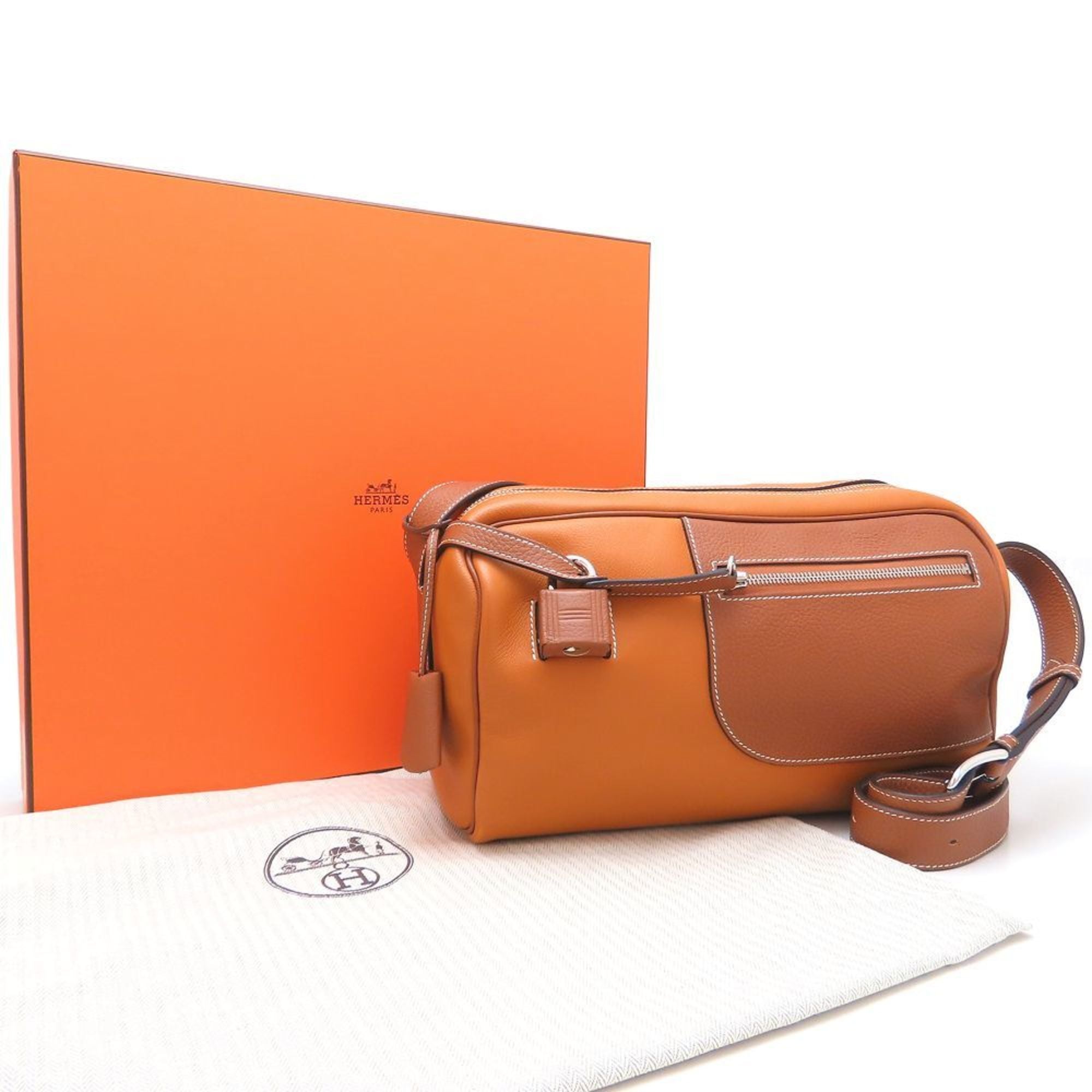 Hermes Toffee Taurillon Clemence Leather Shoulder Bag (Pre-Owned)
