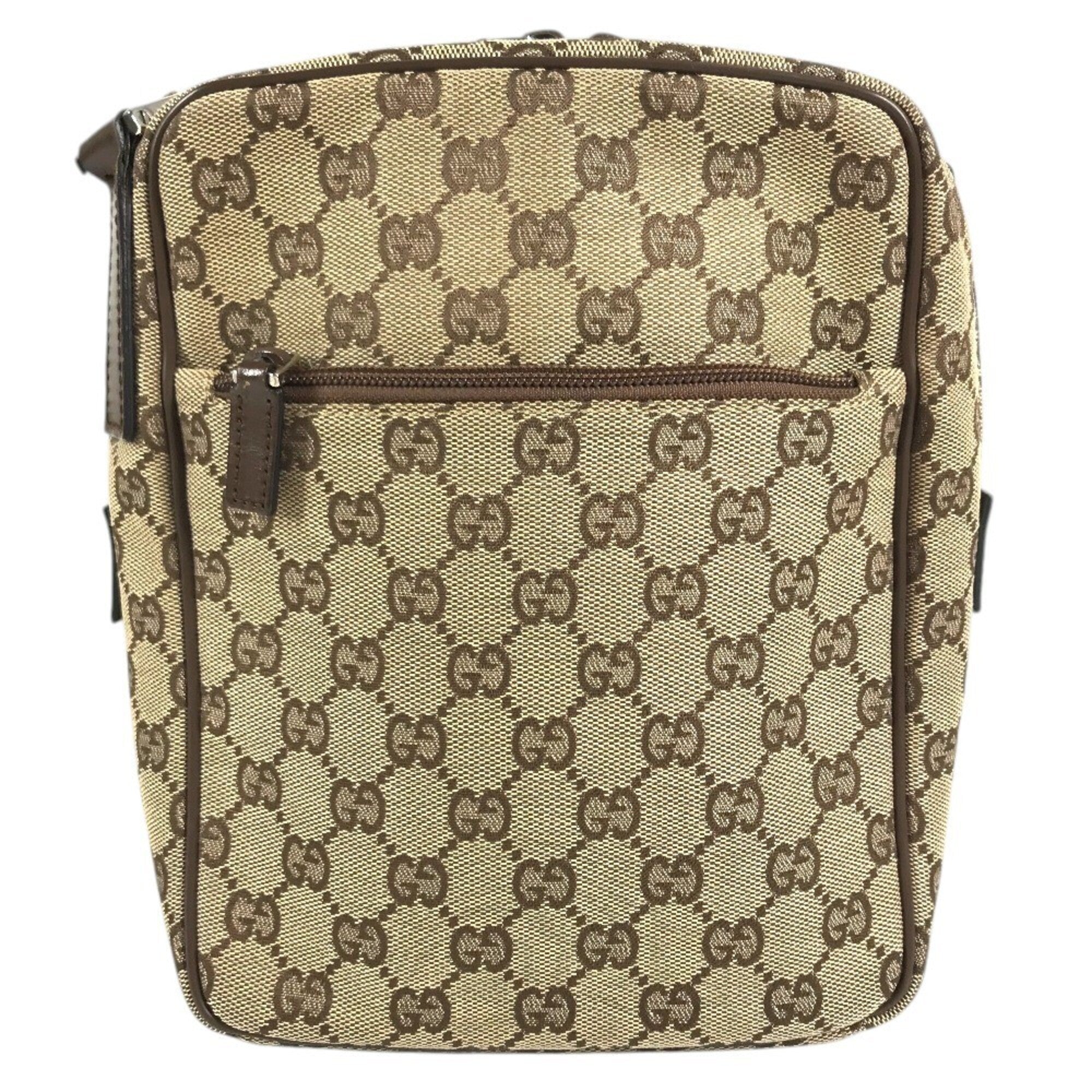 Gucci Beige Gg Canvas Leather Shoulder Bag (Pre-Owned)