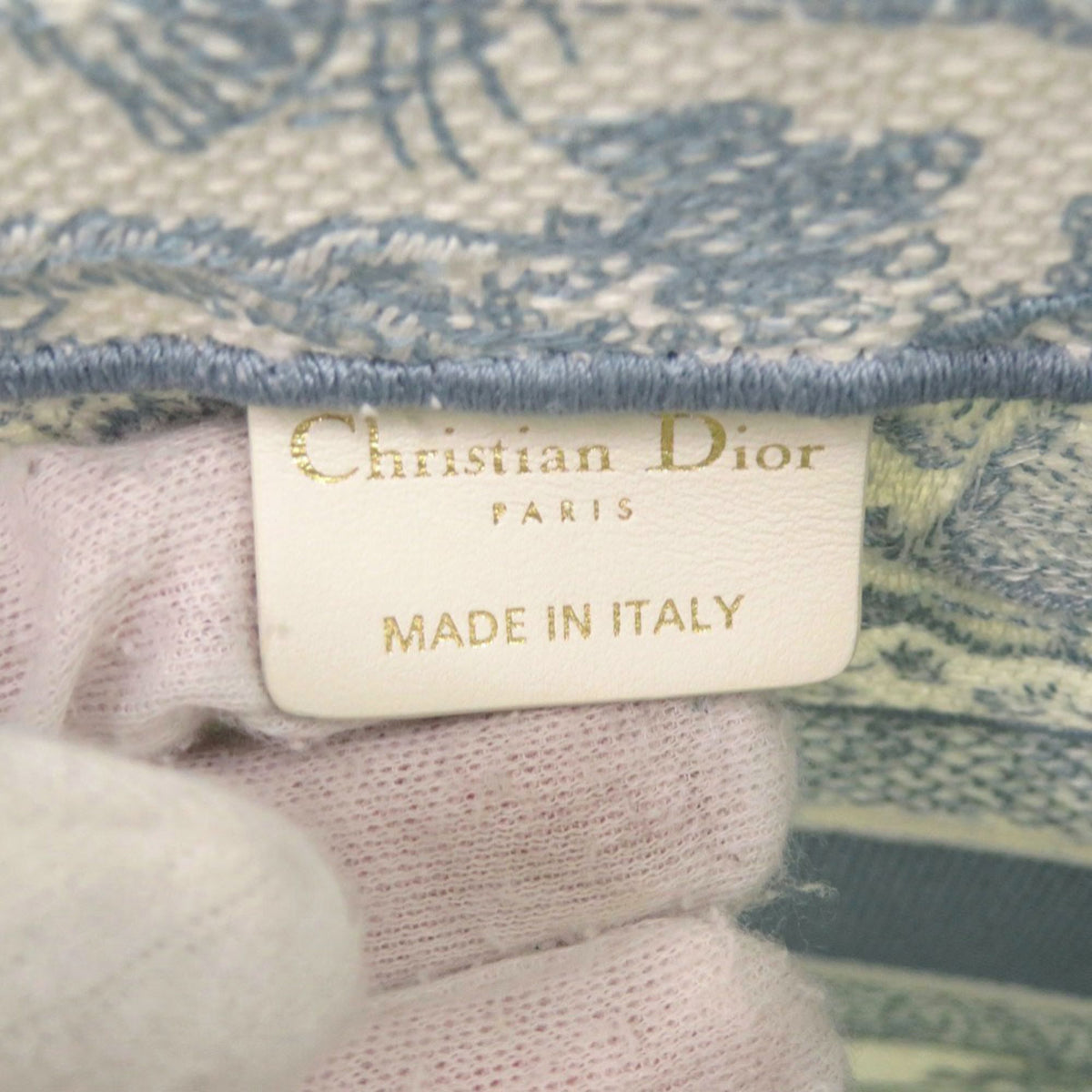 Christian Dior Light Blue White Cotton Tote Bag (Pre-Owned)