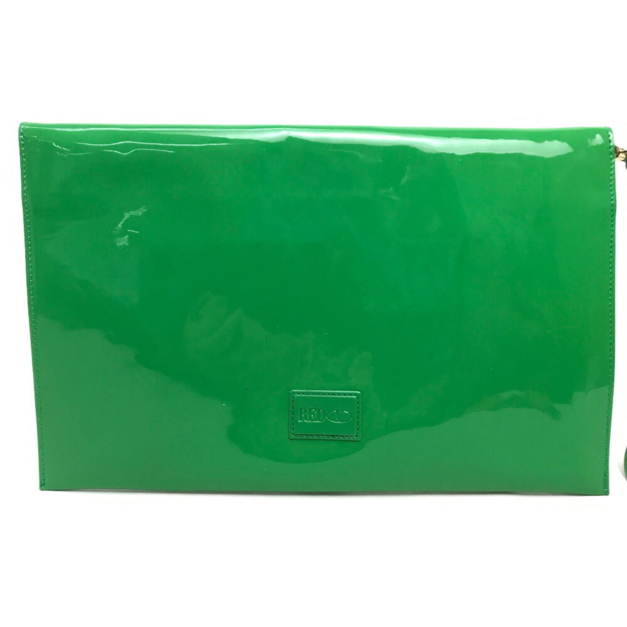 Valentino Green Patent Leather Clutch Bag (Pre-Owned)