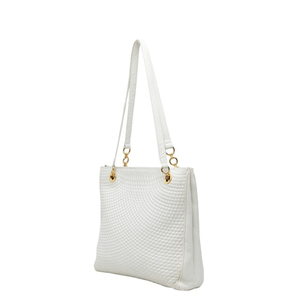 Bally White Leather Shoulder Bag Tote Bag (Pre-Owned)