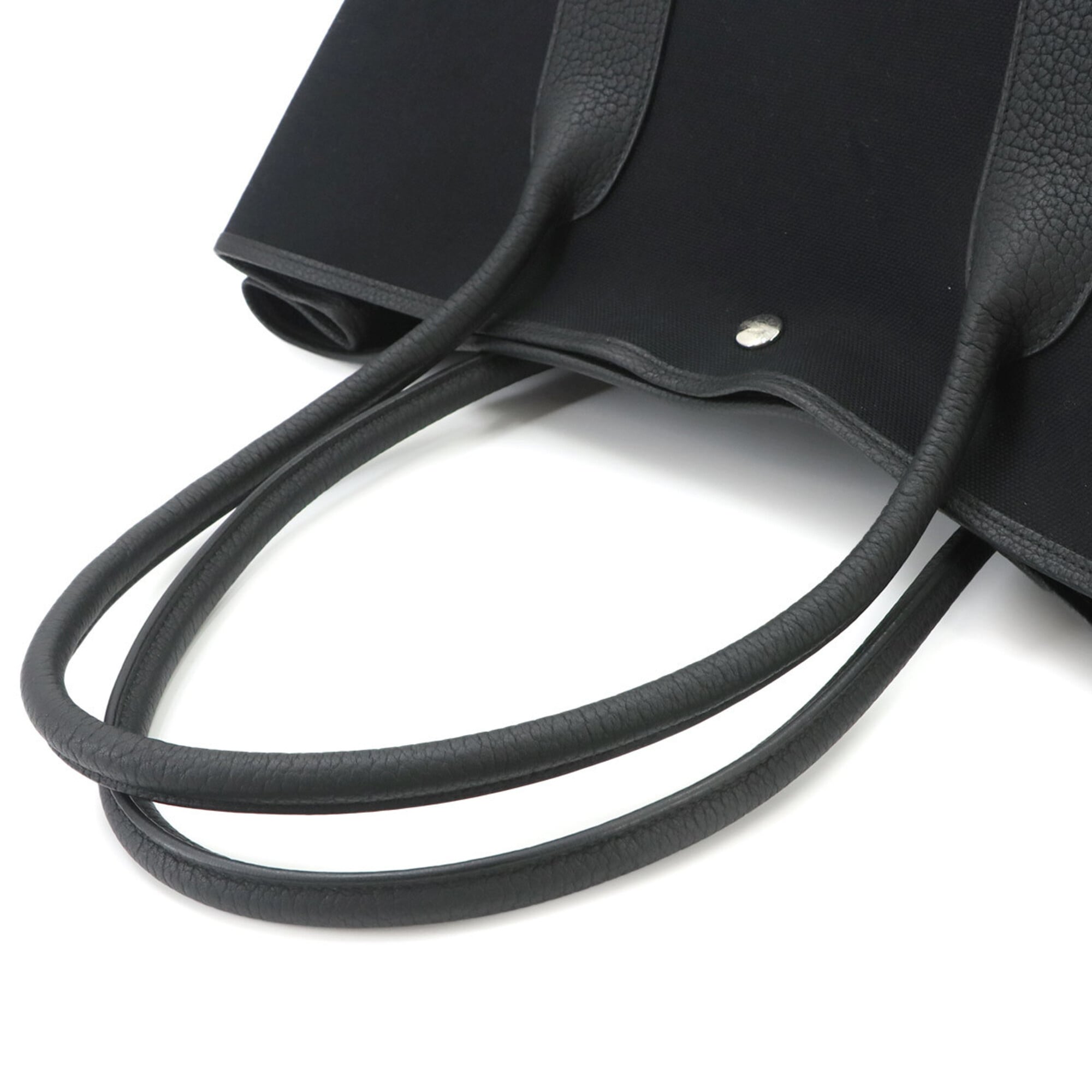 Hermes Black Negonda Leather Canvas Tote Bag (Pre-Owned)