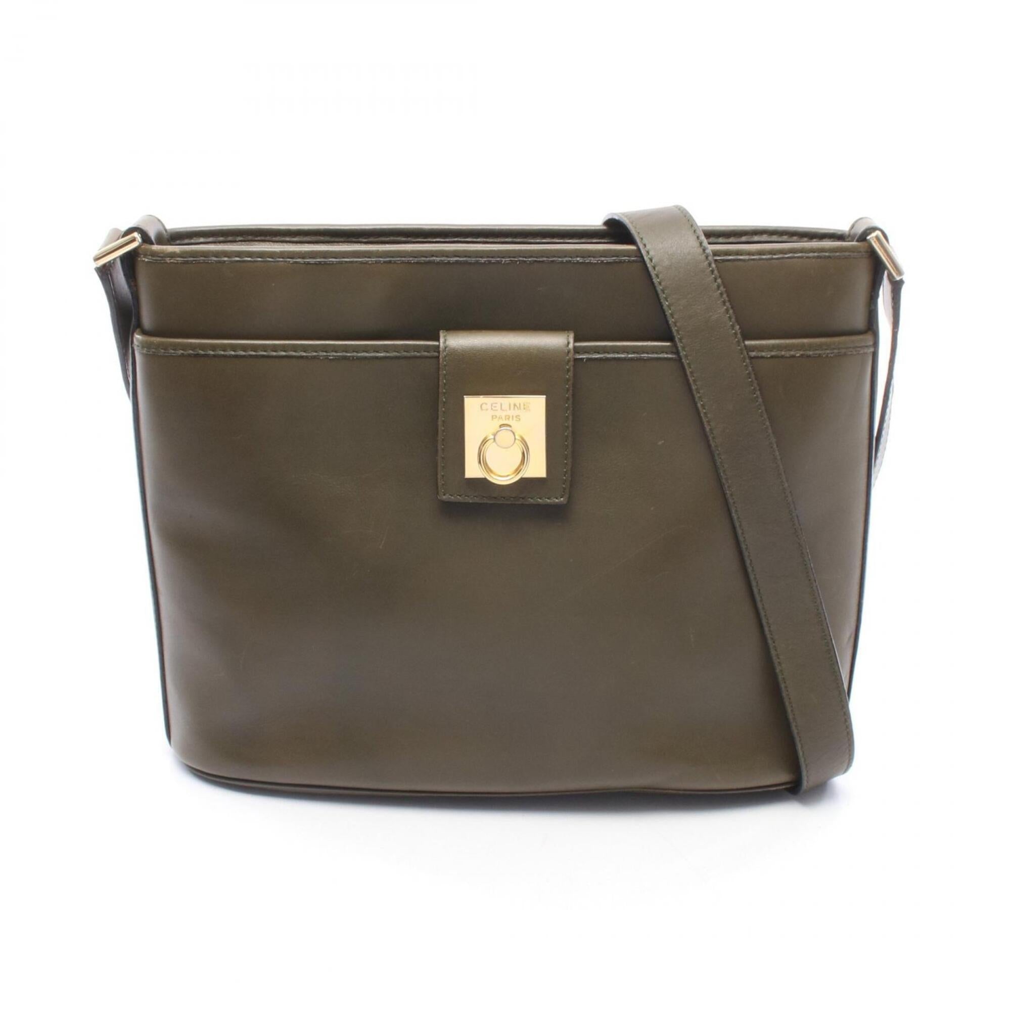 Celine Khaki Leather Handbag Shoulder Bag (Pre-Owned)