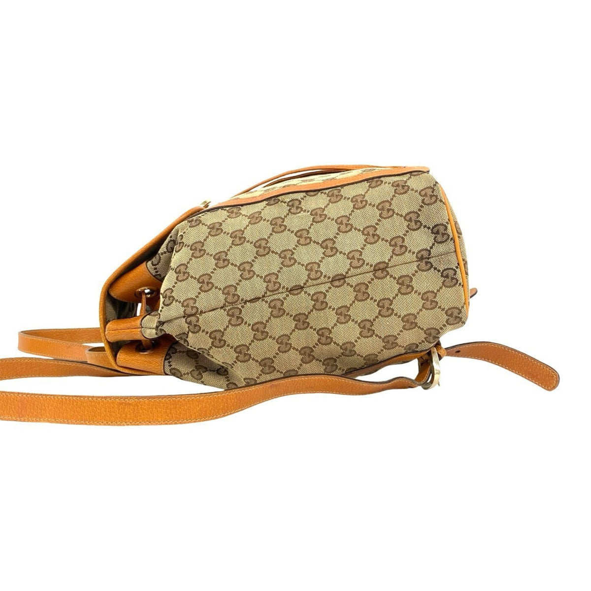 Gucci Brown Canvas Leather Backpack (Pre-Owned)