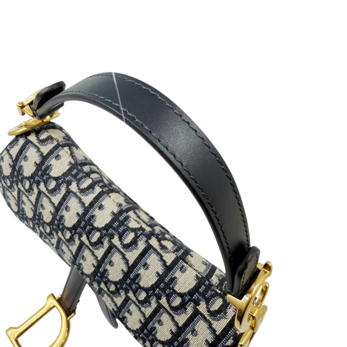 Christian Dior Navy Canvas Leather Handbag Saddle Bag (Pre-Owned)