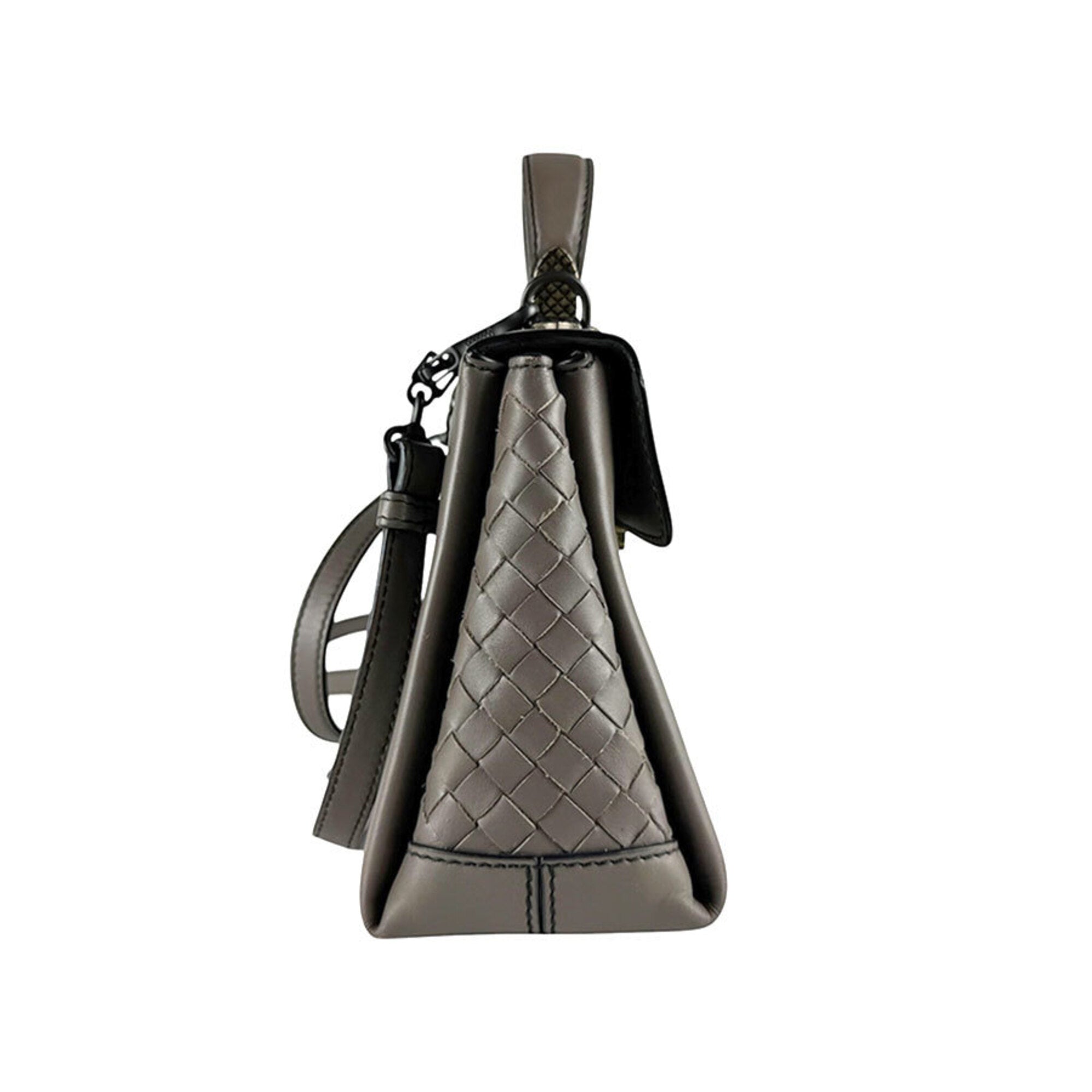 Bottega Veneta Grayish Leather Handbag Shoulder Bag (Pre-Owned)