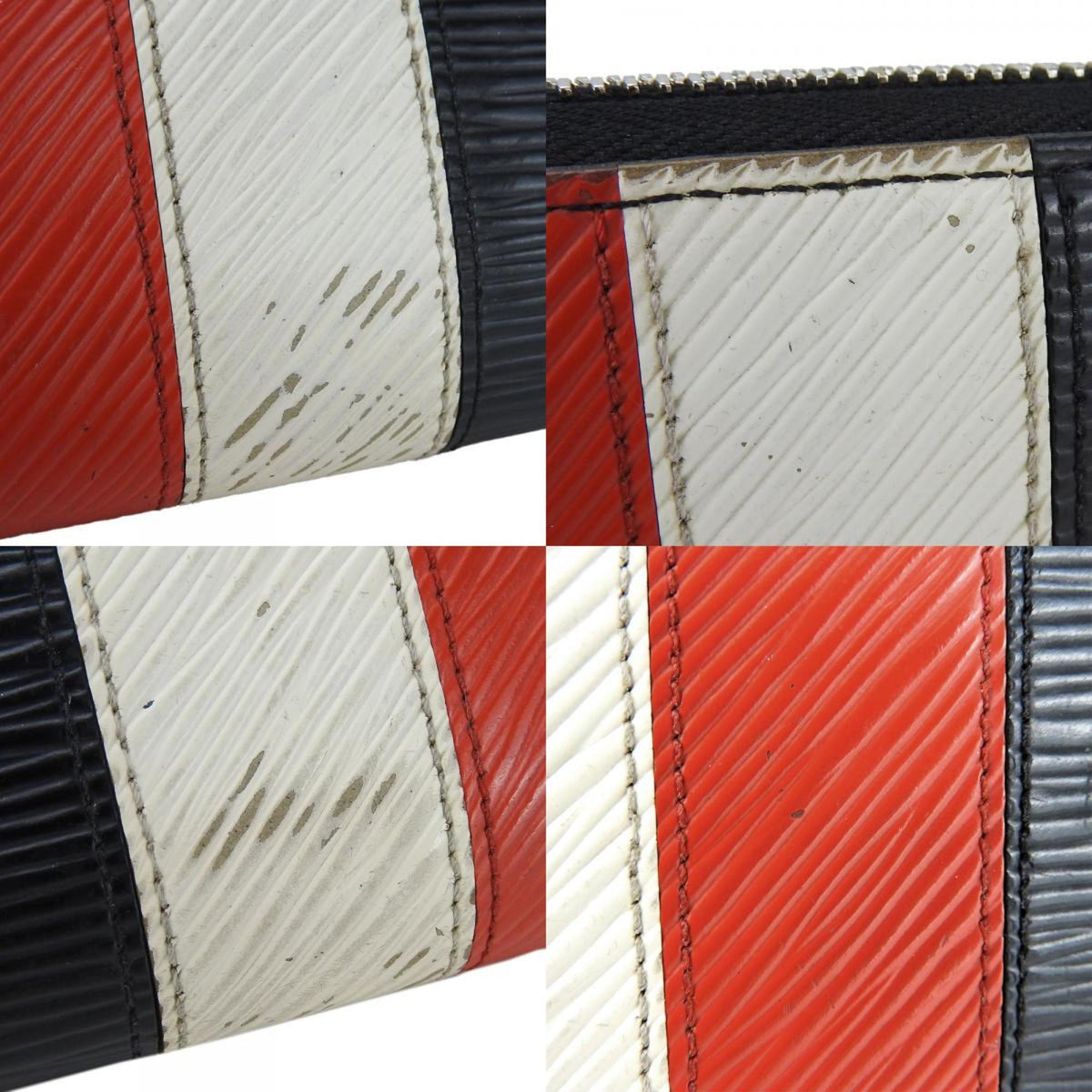 Louis Vuitton Black Red Color White Epi Leather Long Wallet (Bi-Fold) (Pre-Owned)