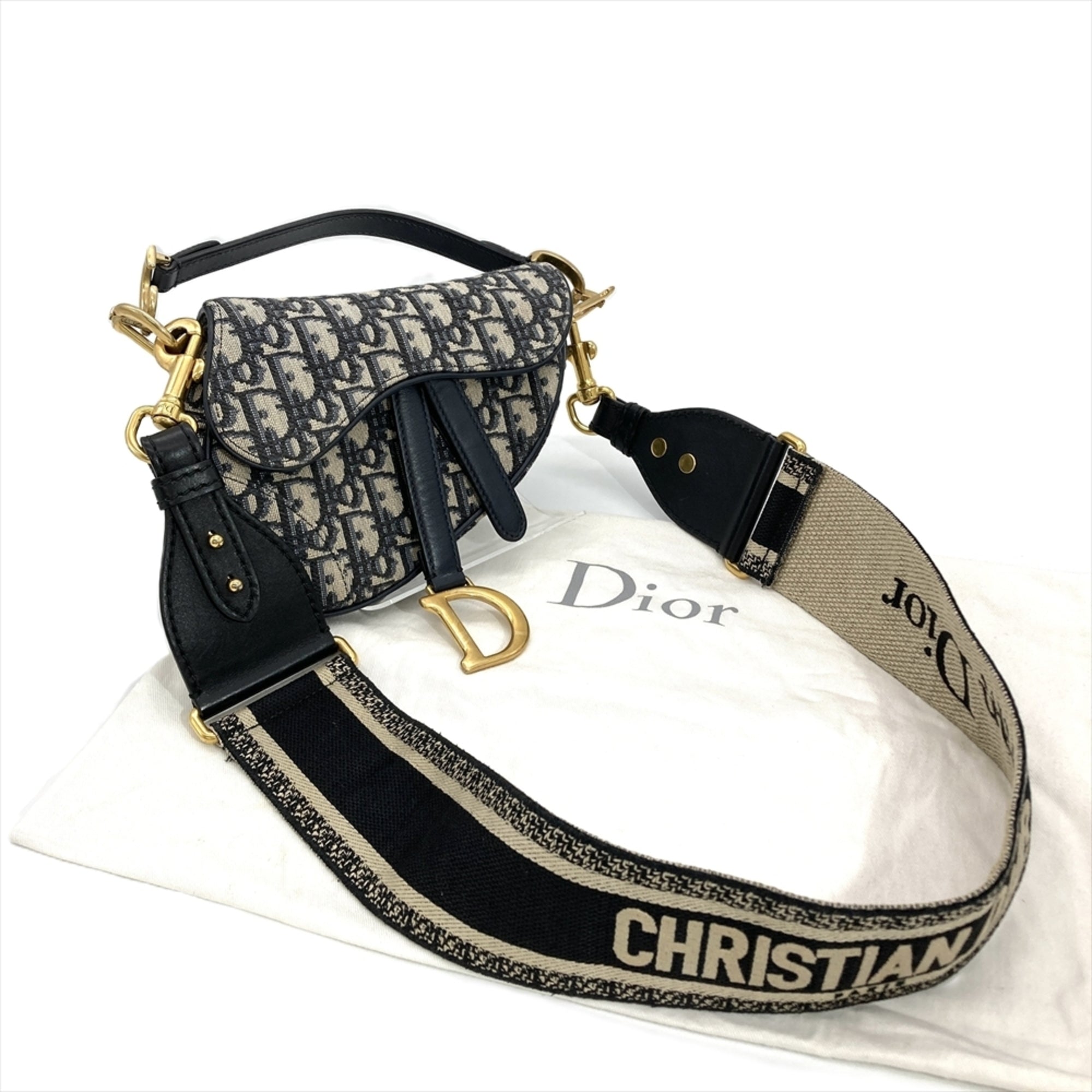 Christian Dior Navy Saddle Bag Shoulder Bag (Pre-Owned)