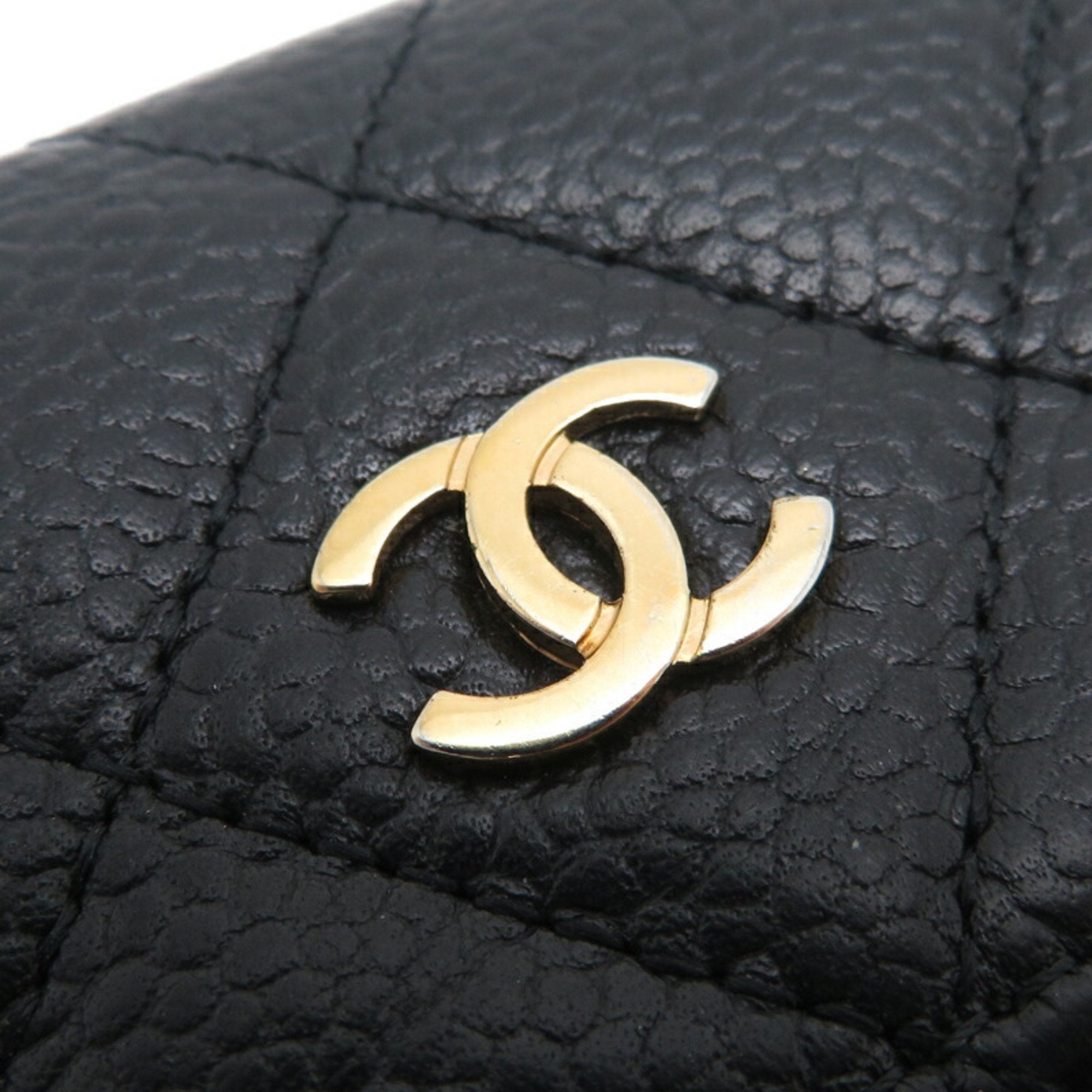 Chanel Black Grained Calfskin Wallet (Bi-Fold) (Pre-Owned)