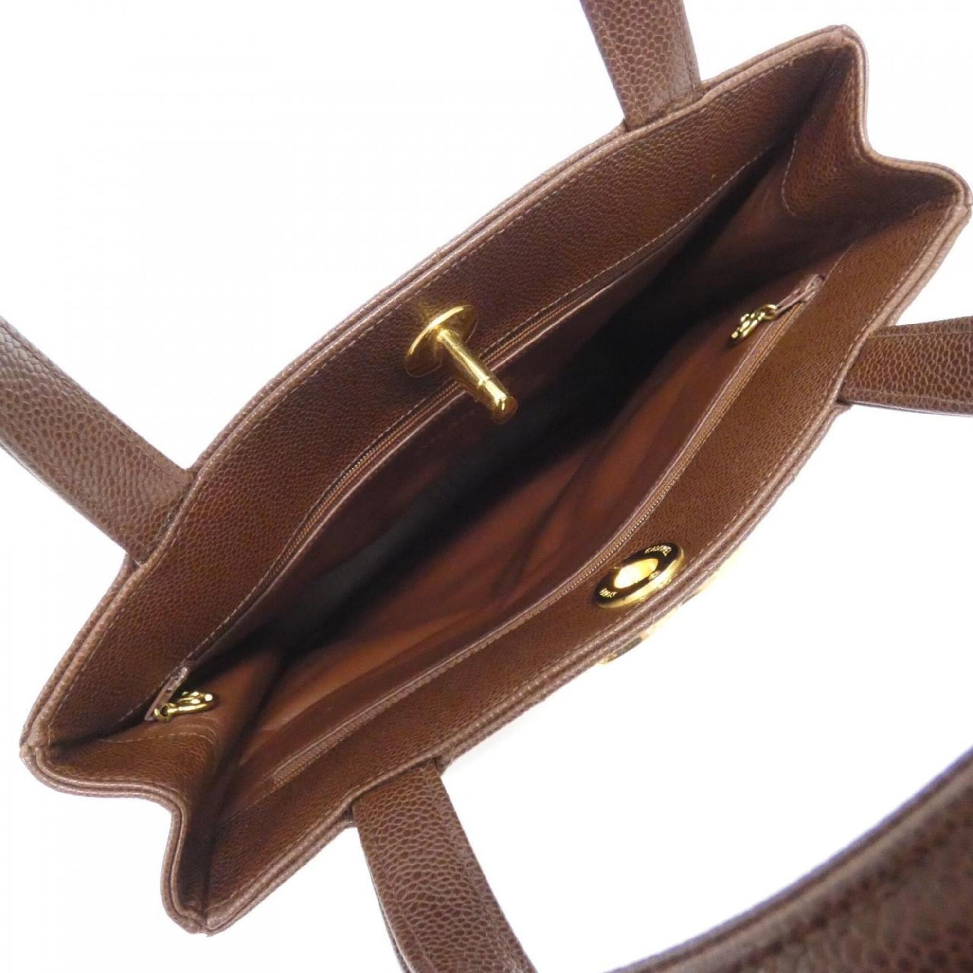 Chanel Brown Grained Calfskin Handbag (Pre-Owned)
