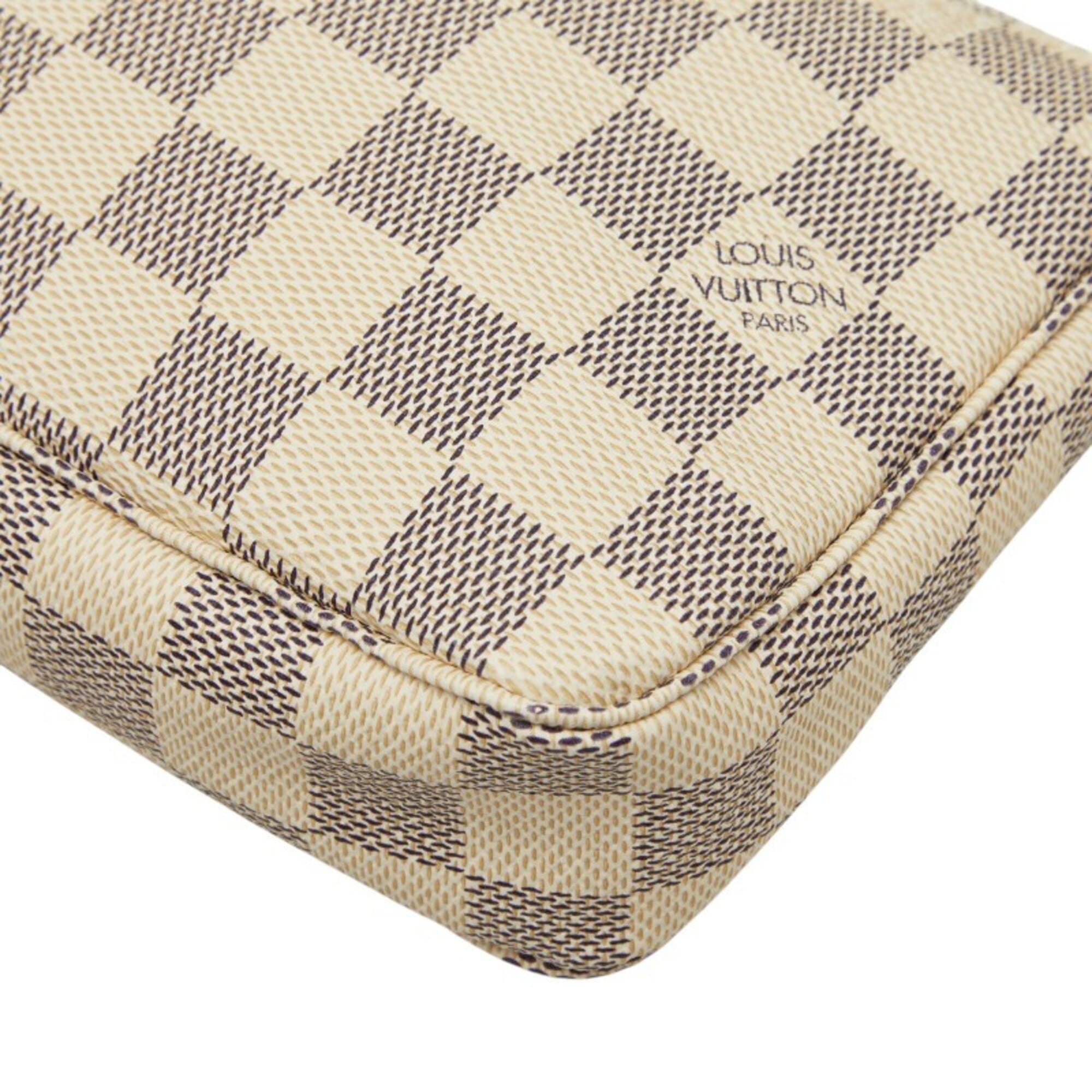 Louis Vuitton Damier Azur White Pvc Leather Handbag Pochette (Pre-Owned)