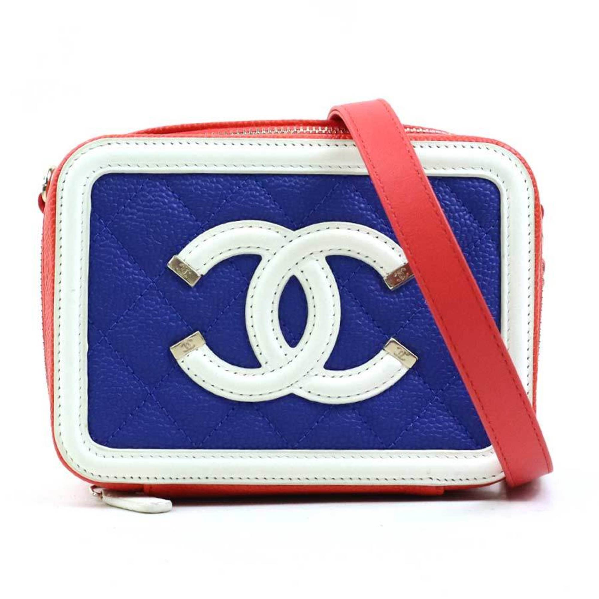 Chanel Blue Orange Pink White Grained Calfskin Shoulder Bag (Pre-Owned)