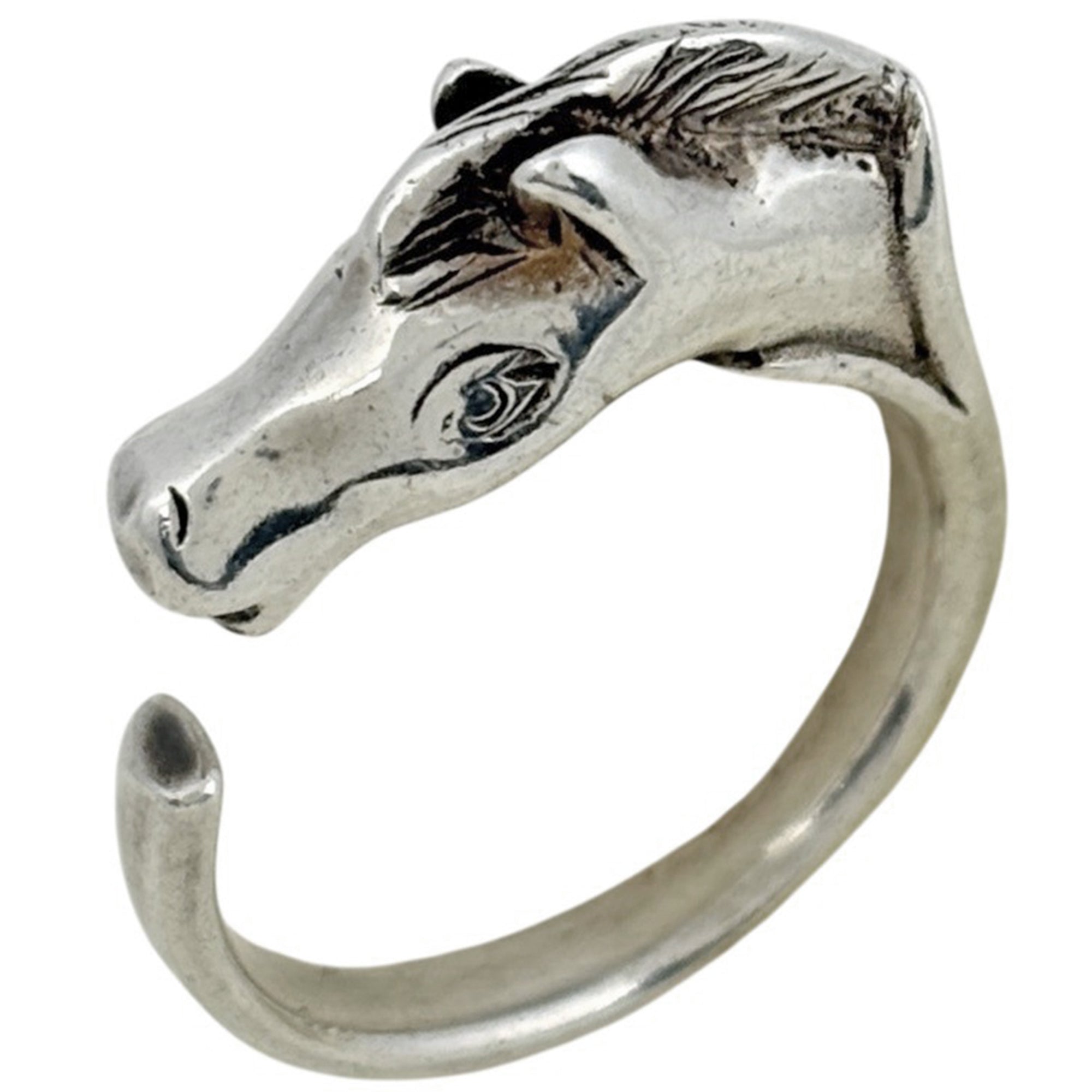 Hermes Silver Silver 925 Band Ring (Pre-Owned)