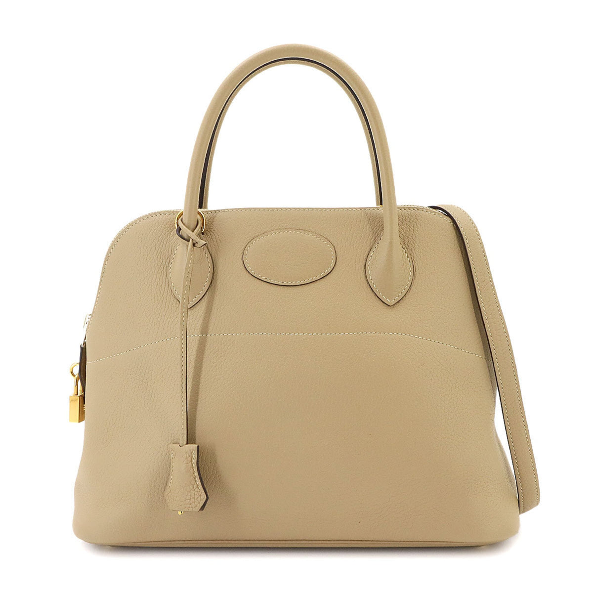 Hermes Beige Taurillon Clemence Leather Handbag (Pre-Owned)