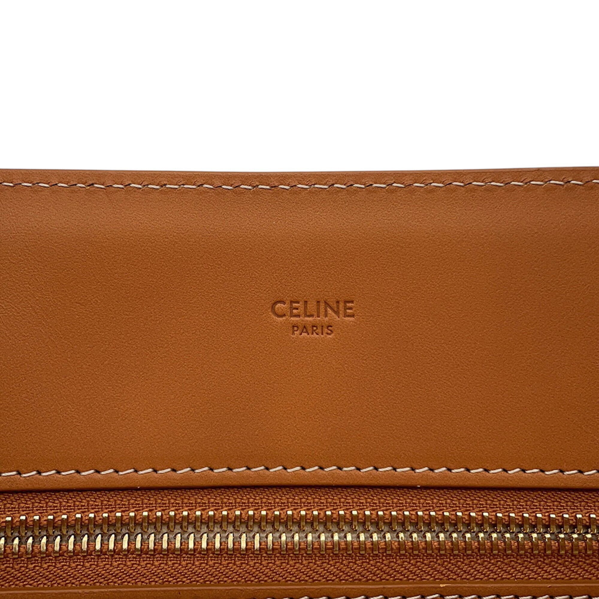 Celine Beige Camel Canvas Leather Tote Bag (Pre-Owned)