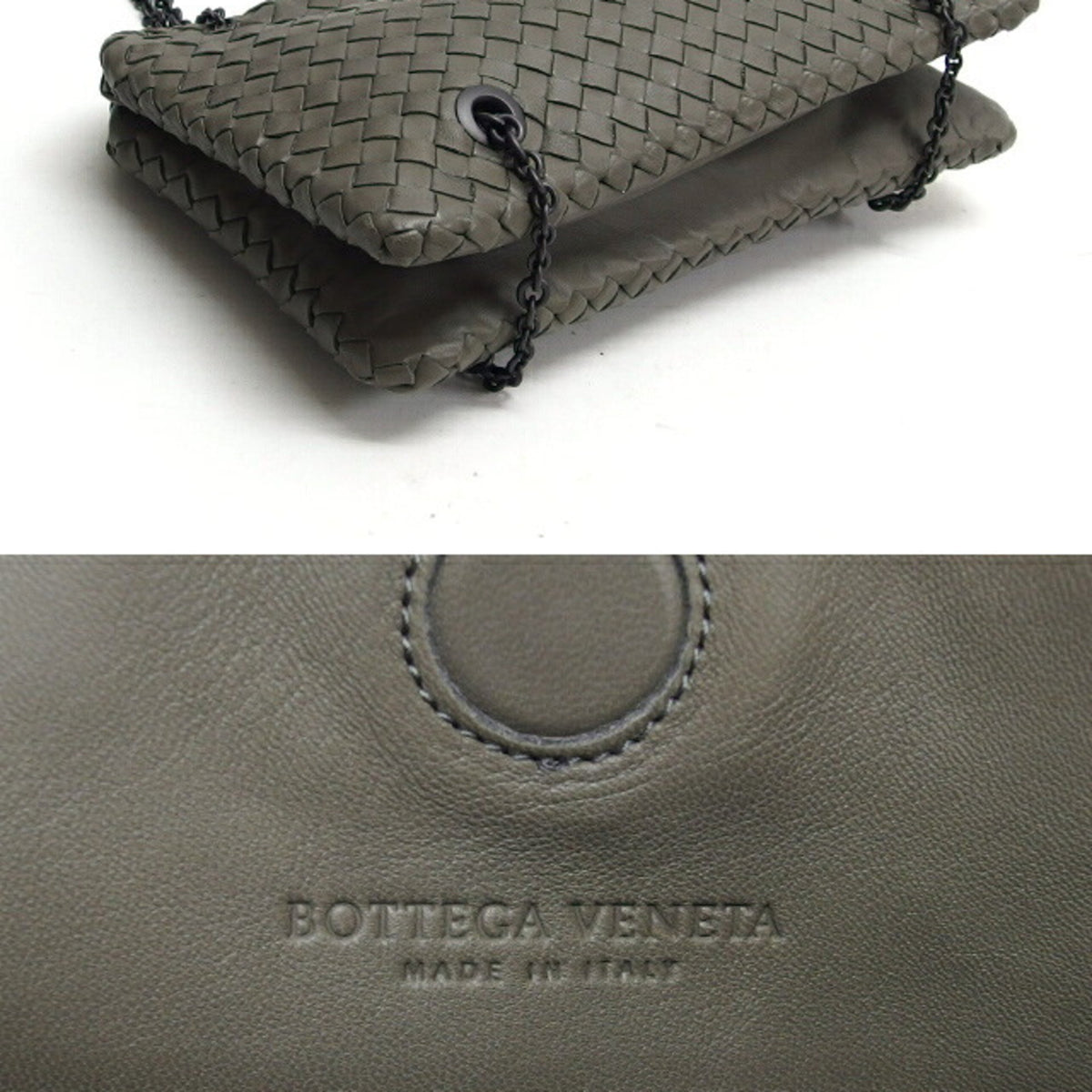 Bottega Veneta Intrecciato Gray Leather Handbag Shoulder Bag (Pre-Owned)