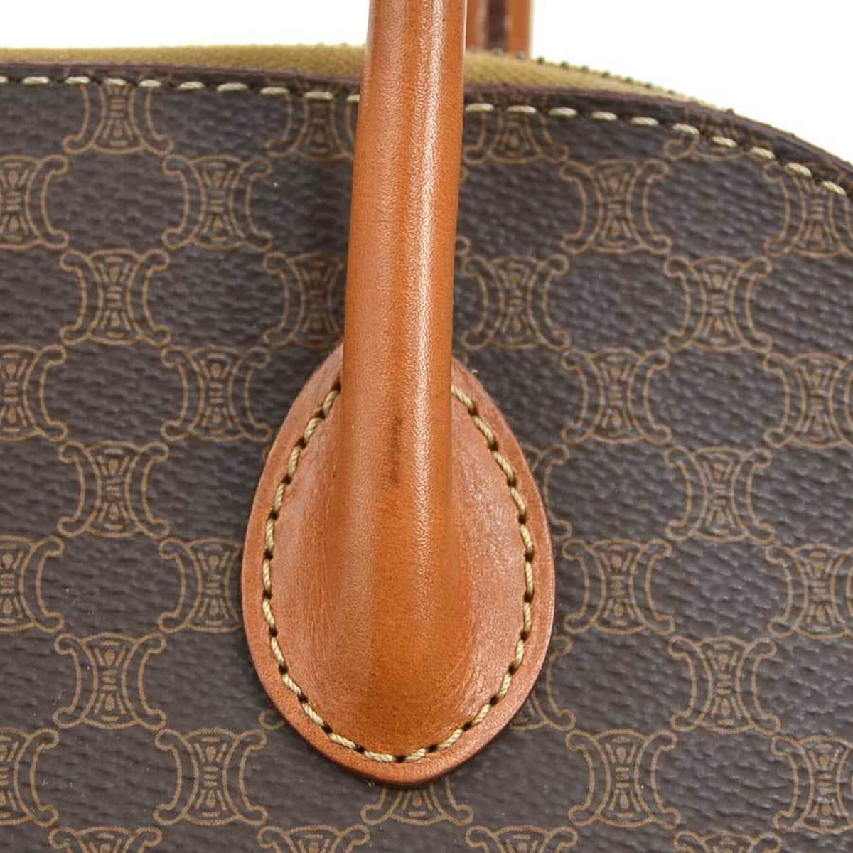 Celine Brown Coated Canvas Leather Handbag Shoulder Bag (Pre-Owned)