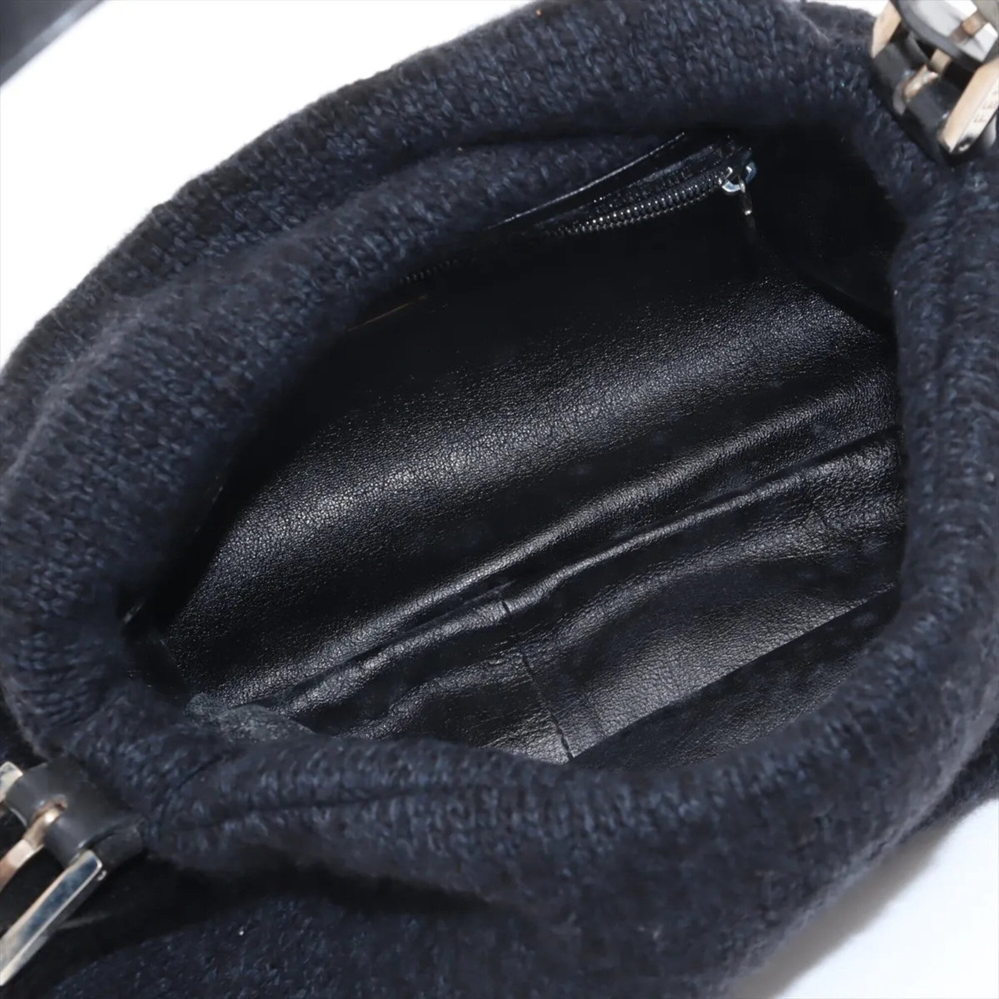 Fendi Black Navy Leather Handbag Shoulder Bag Tote Bag (Pre-Owned)