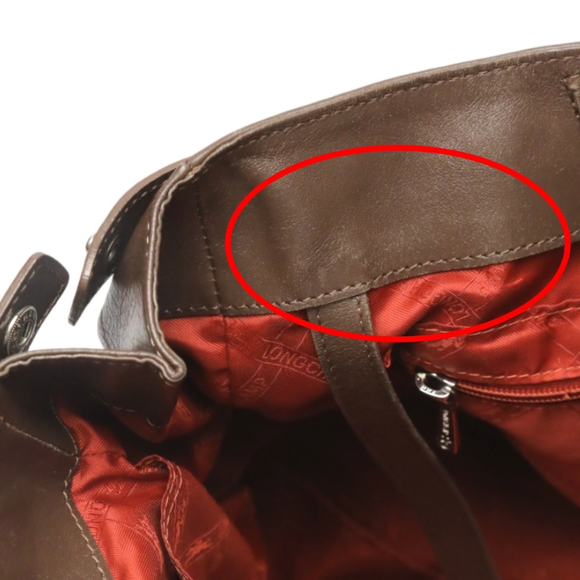 Longchamp Brown Leather Handbag Tote Bag (Pre-Owned)