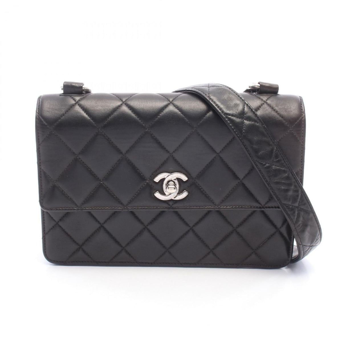 Chanel Black Leather Handbag Shoulder Bag (Pre-Owned)