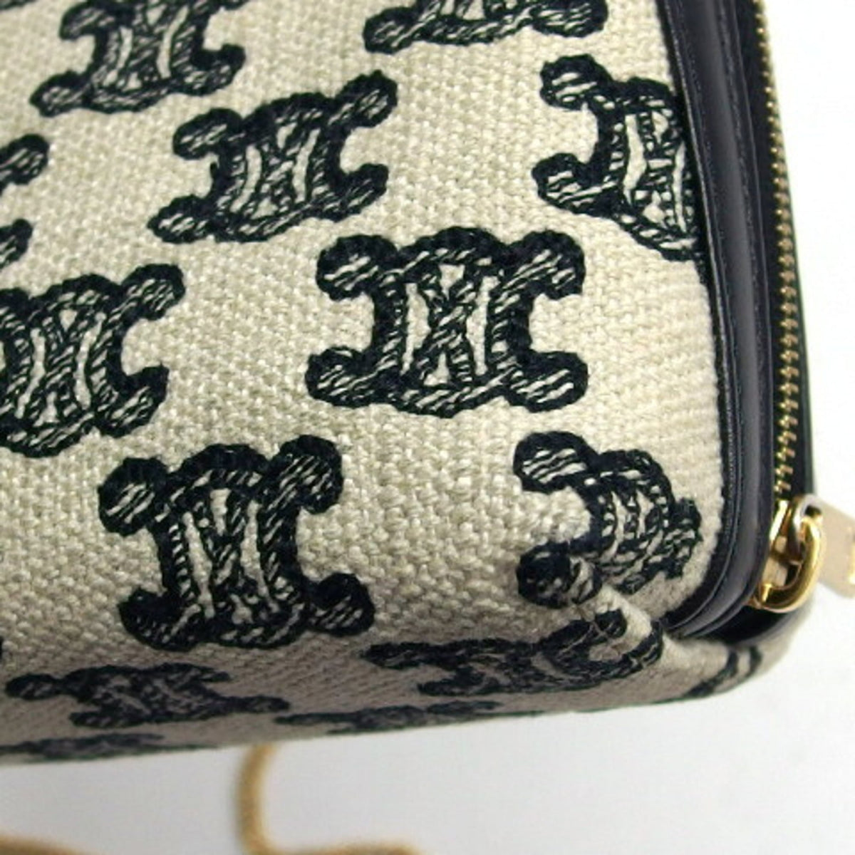 Celine Black Ivory White Canvas Leather Shoulder Bag (Pre-Owned)