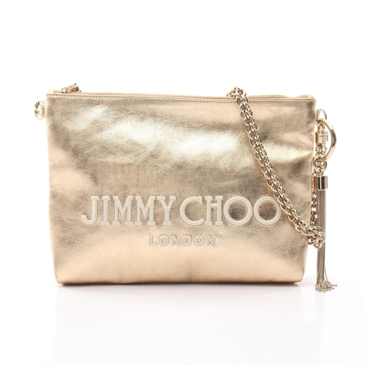Jimmy Choo Gold Leather Handbag Shoulder Bag (Pre-Owned)