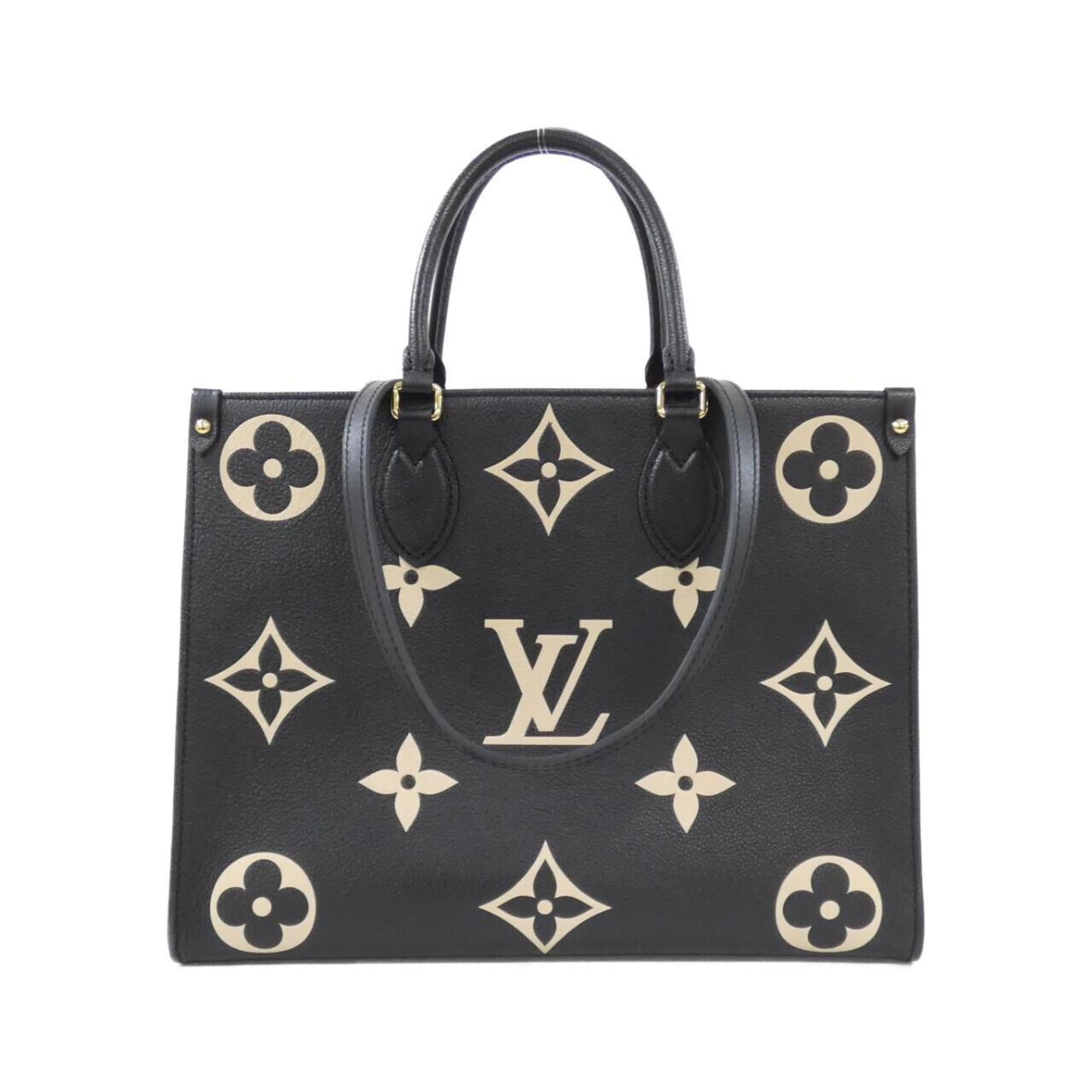 Louis Vuitton Beige Bicolor Black Leather Handbag (Pre-Owned)