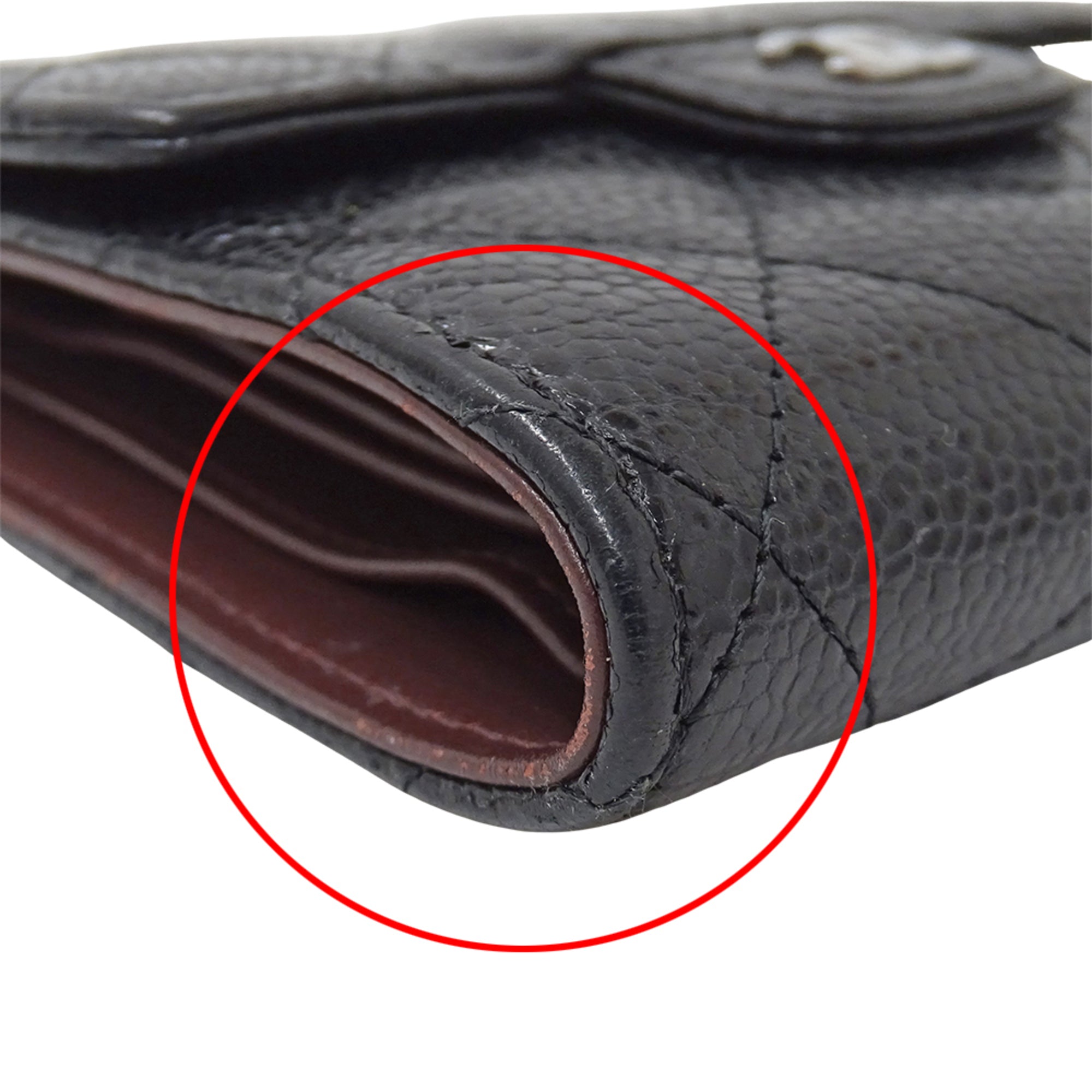 Chanel Black Grained Calfskin Wallet (Bi-Fold) (Pre-Owned)