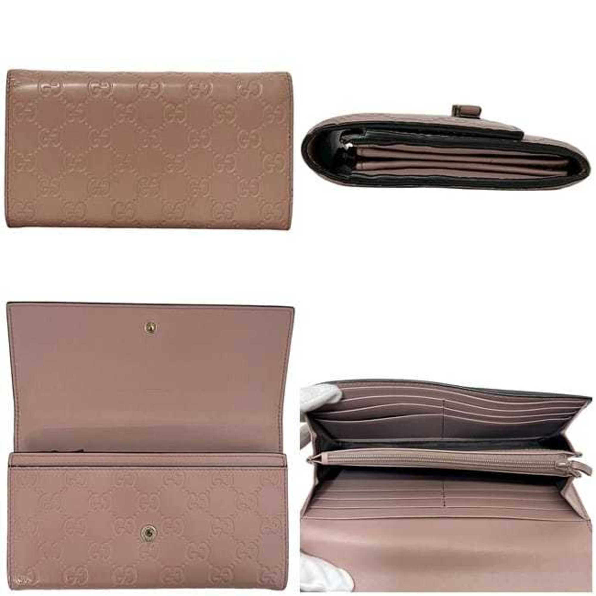 Gucci Beige Pink Leather Long Wallet (Bi-Fold) (Pre-Owned)