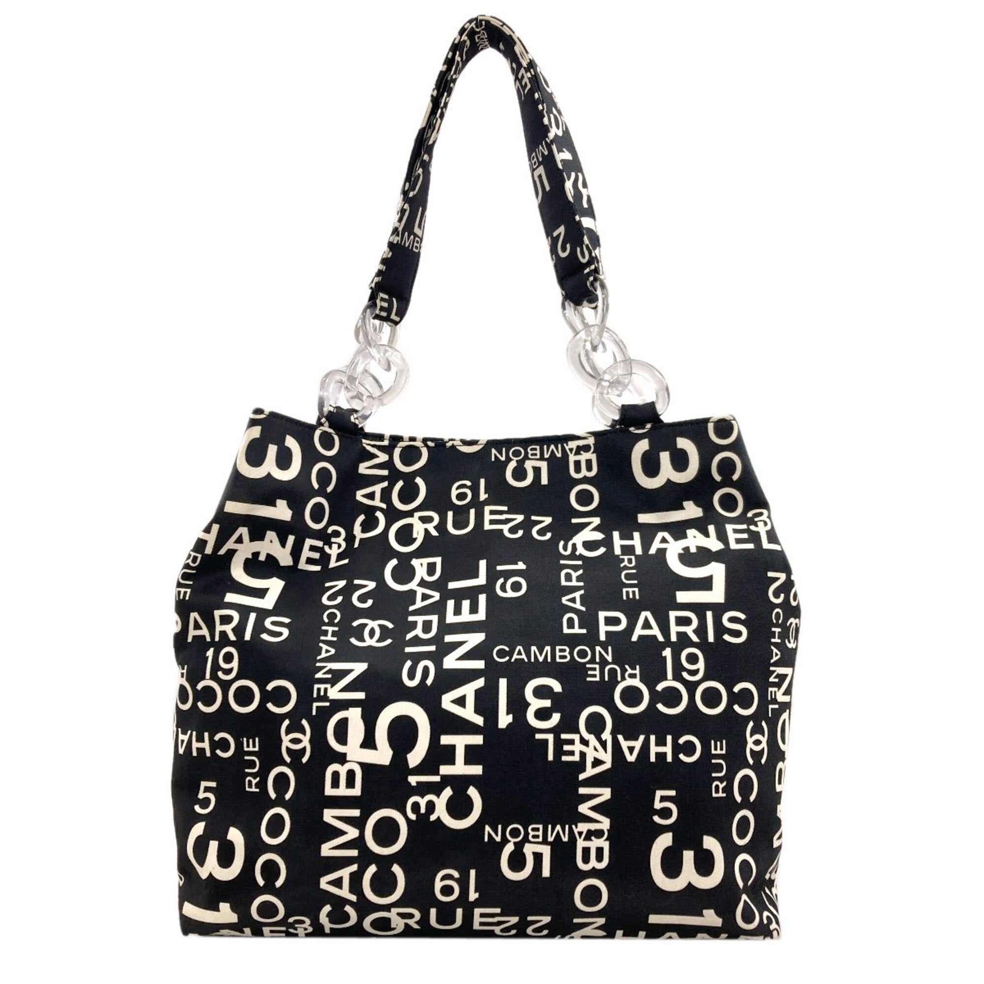 Chanel Black White Canvas Pouch Tote Bag (Pre-Owned)