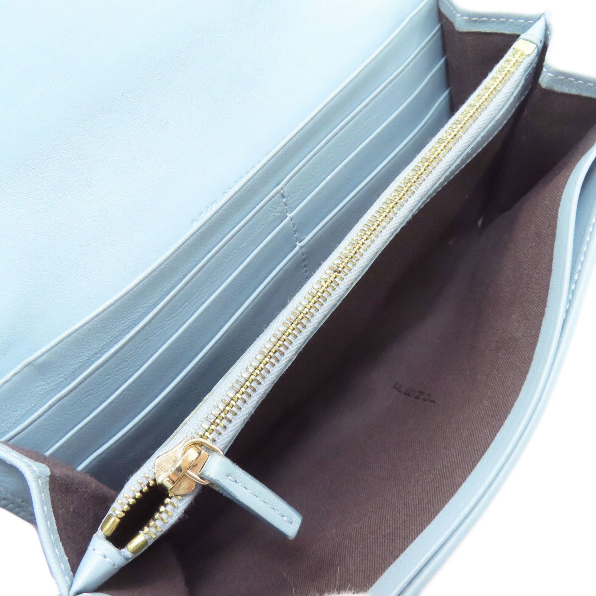 Fendi Zucchino Brown Light Blue Zucchino Long Wallet (Bi-Fold) (Pre-Owned)