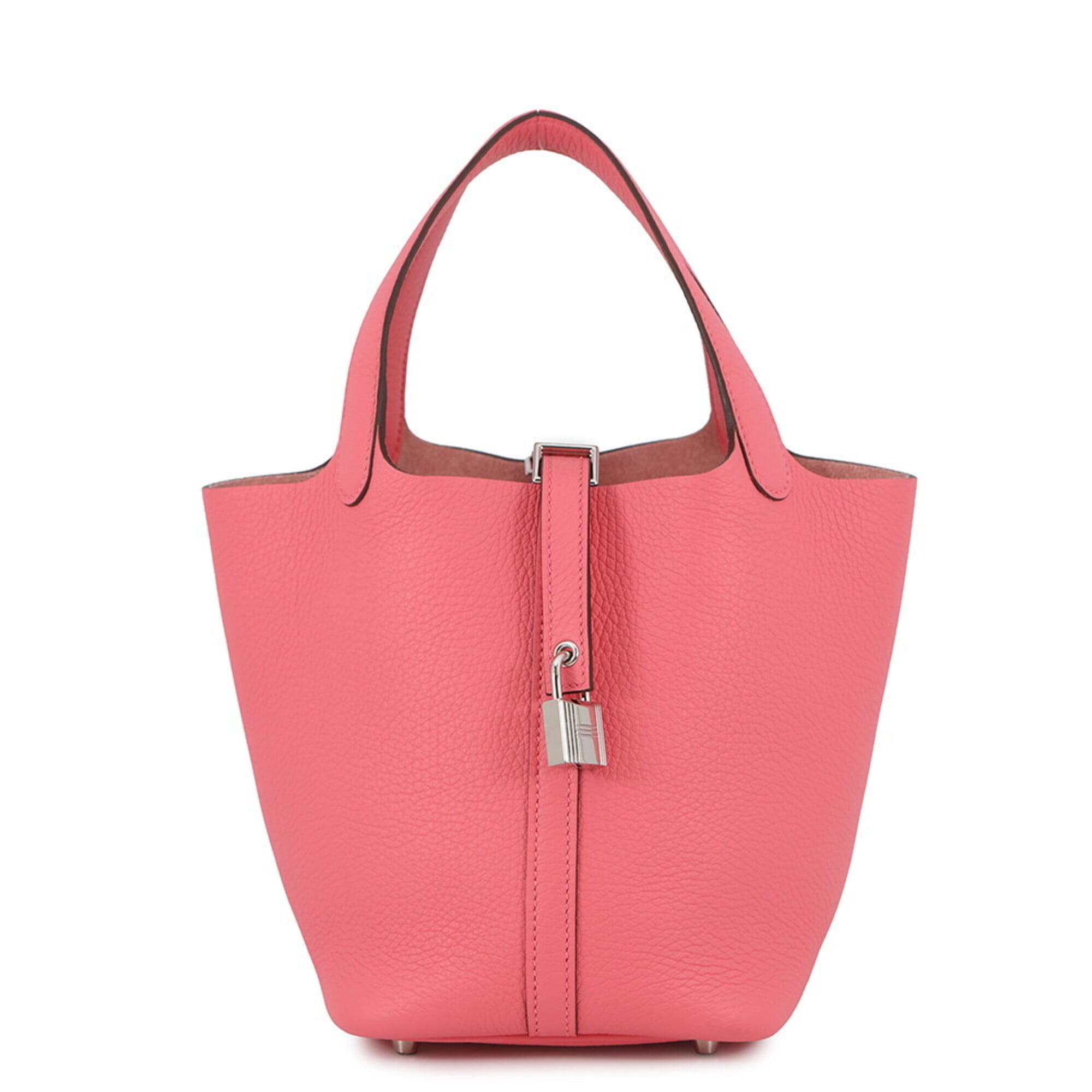Hermes Rose Azalee Taurillon Clemence Leather Handbag (Pre-Owned)