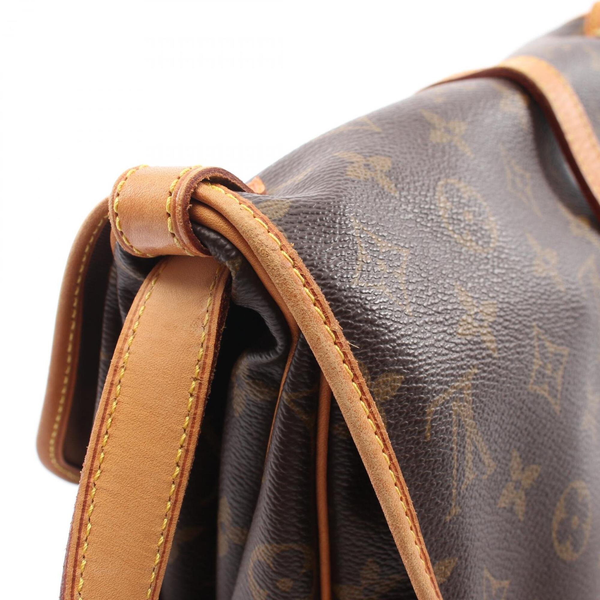 Louis Vuitton Brown Coated Canvas Leather Handbag Shoulder Bag (Pre-Owned)