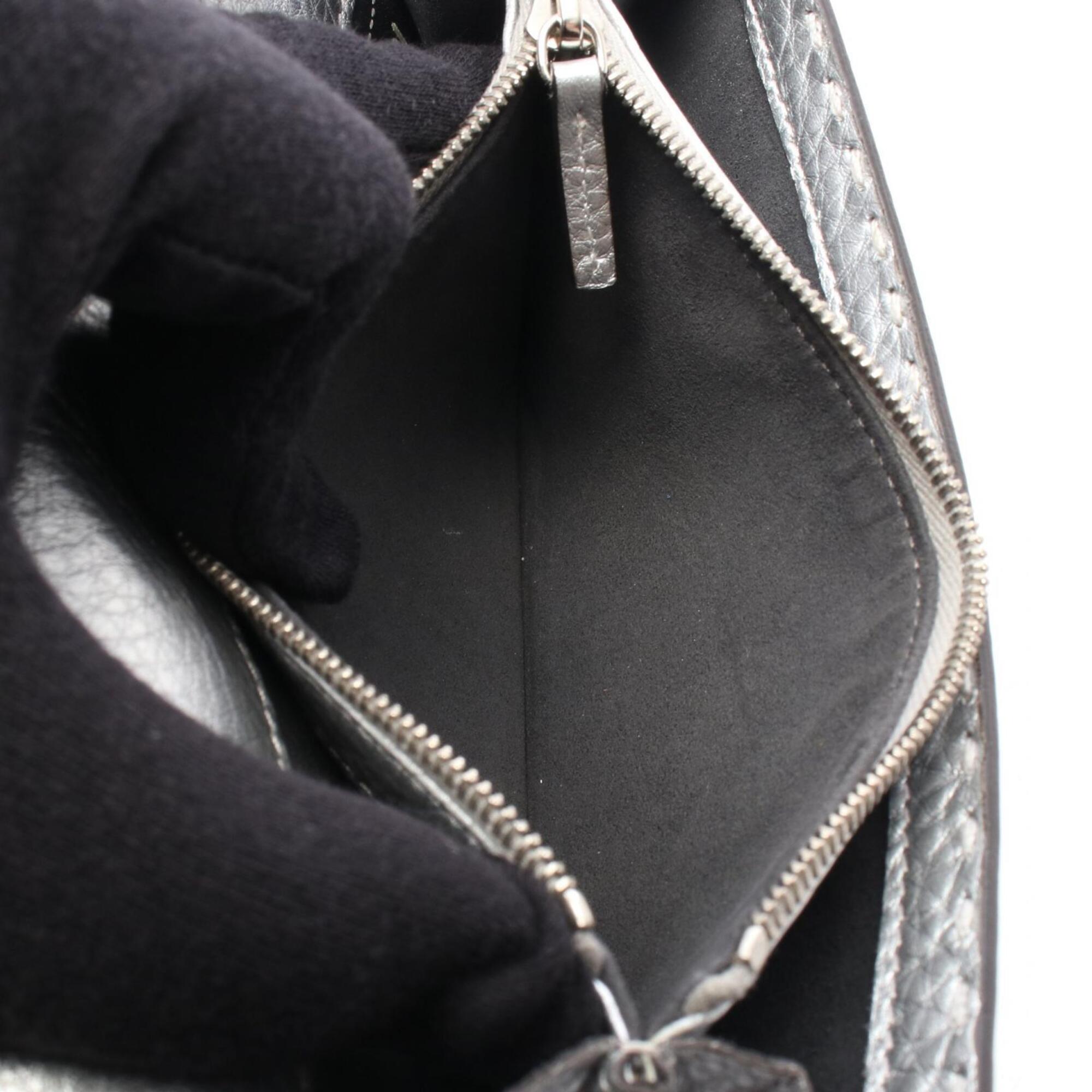 Fendi Silver Leather Long Wallet (Bi-Fold) (Pre-Owned)
