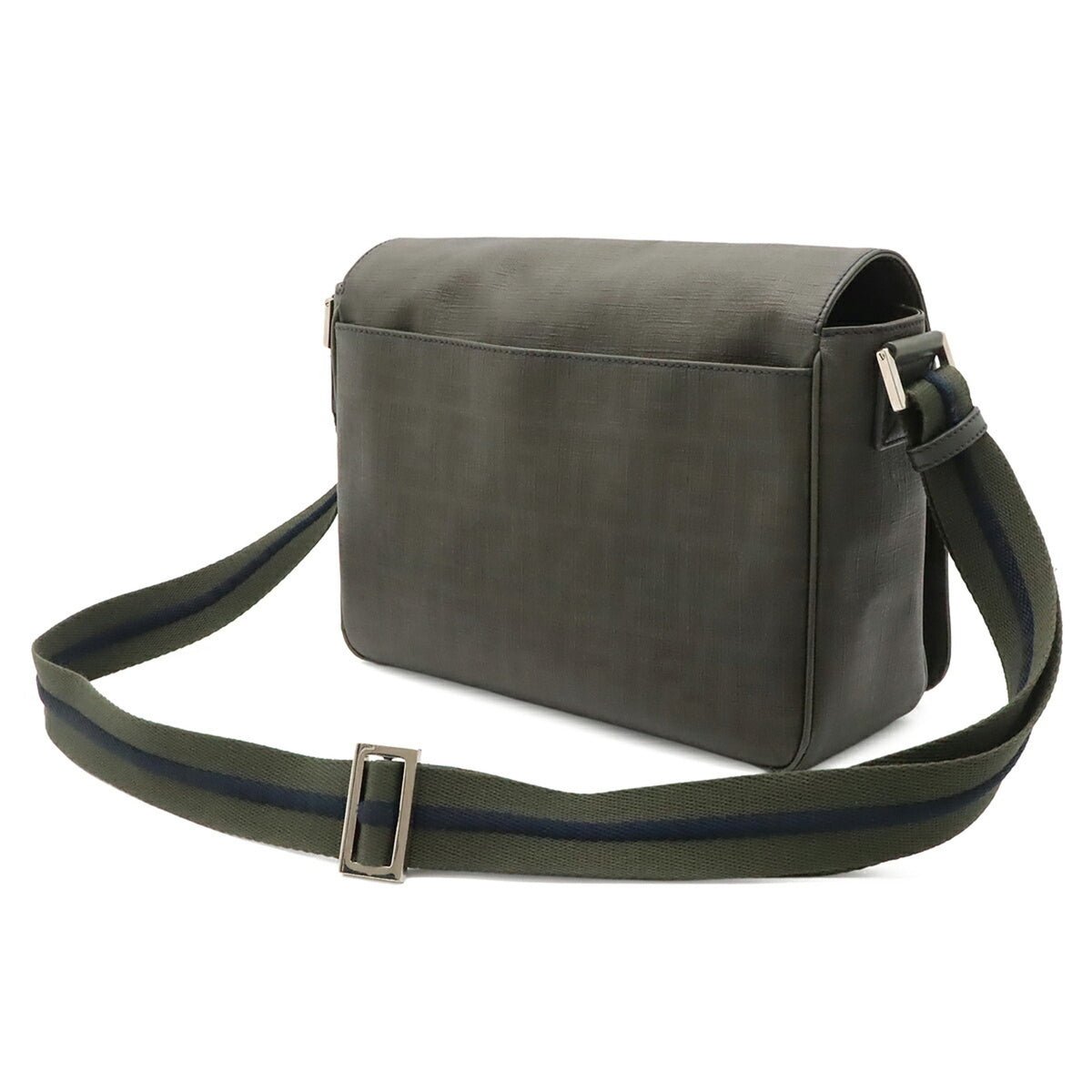 Fendi Zucca Brown Green Khaki Coated Canvas Leather Shoulder Bag (Pre-Owned)