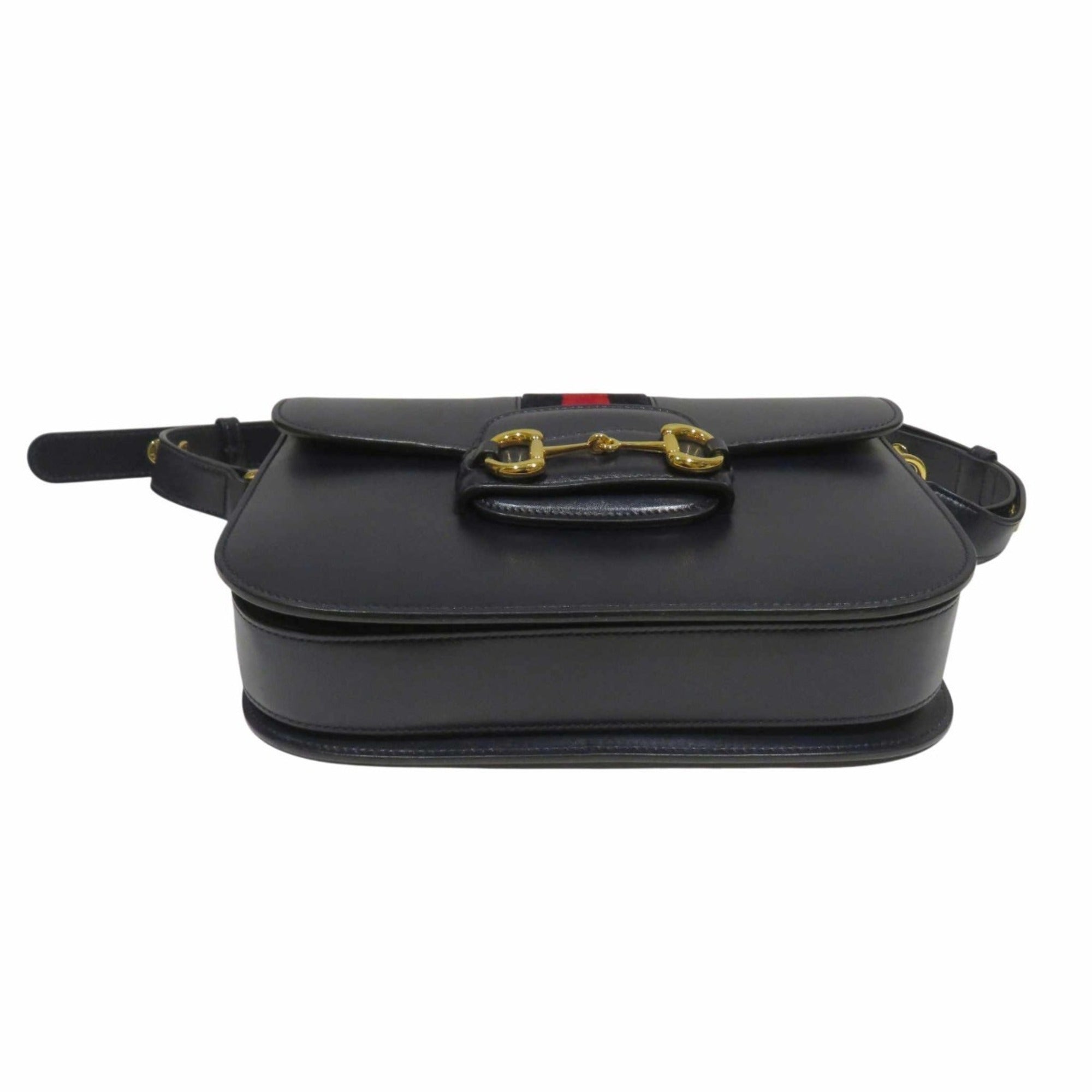Gucci Horsebit Navy Leather Shoulder Bag (Pre-Owned)