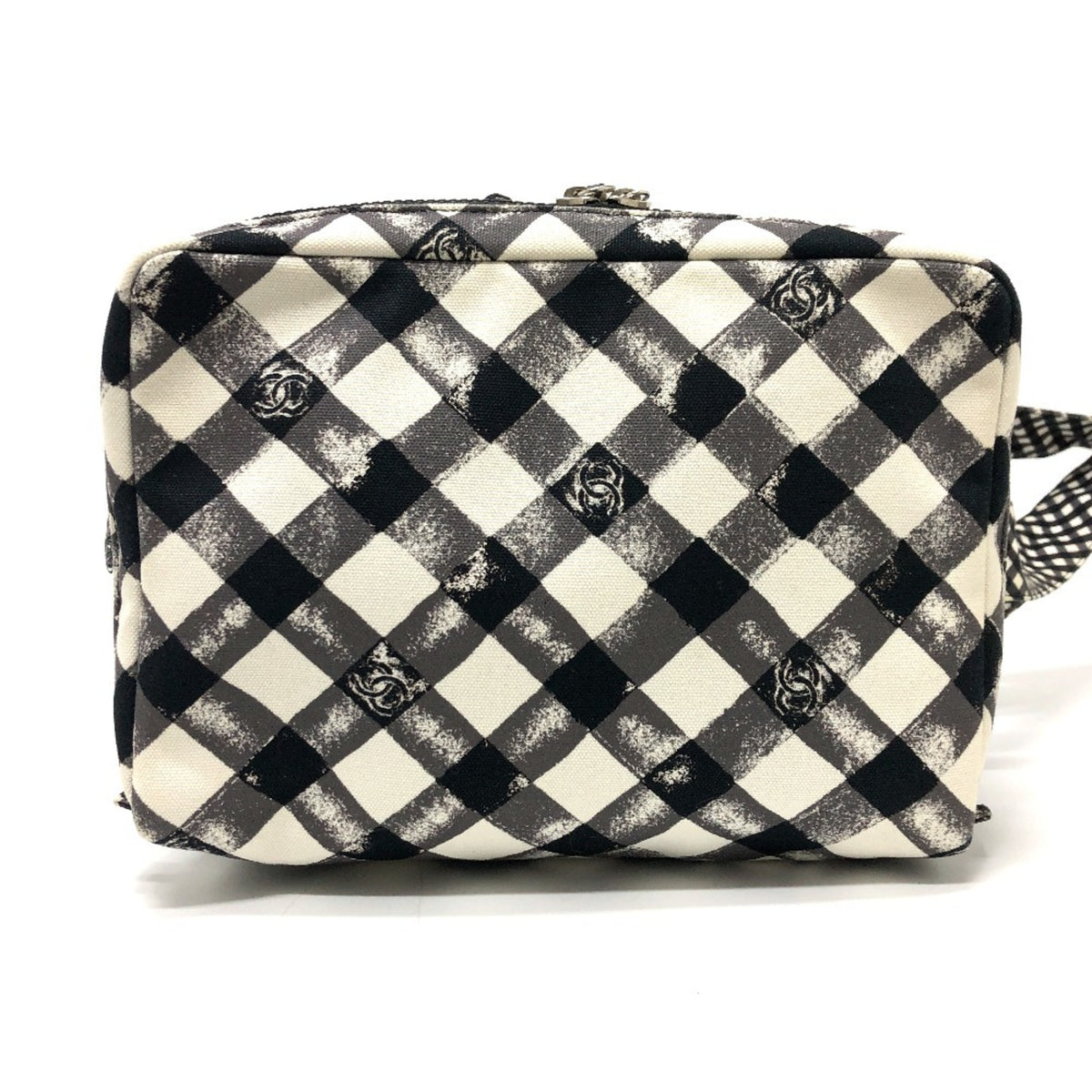 Chanel Black White Canvas Shoulder Bag (Pre-Owned)