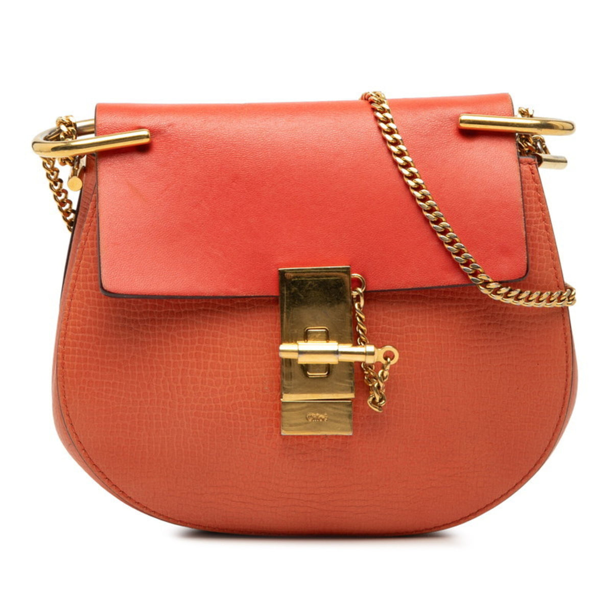Chloé Drew Orange Leather Shoulder Bag (Pre-Owned)