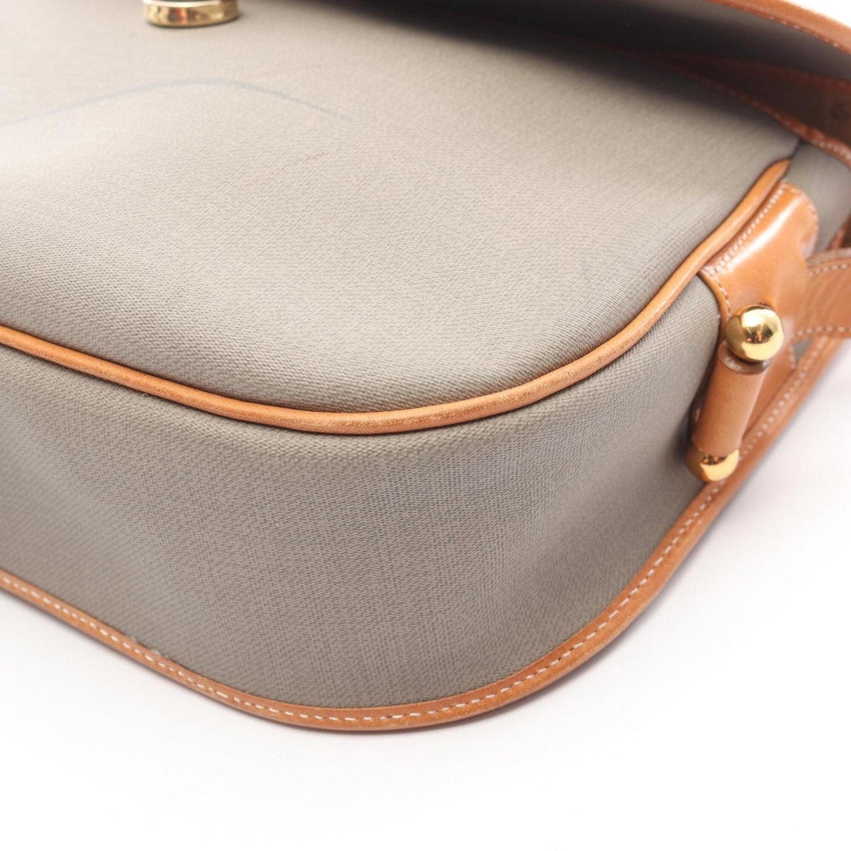 Christian Dior Brown Gray Coated Canvas Leather Handbag Shoulder Bag (Pre-Owned)