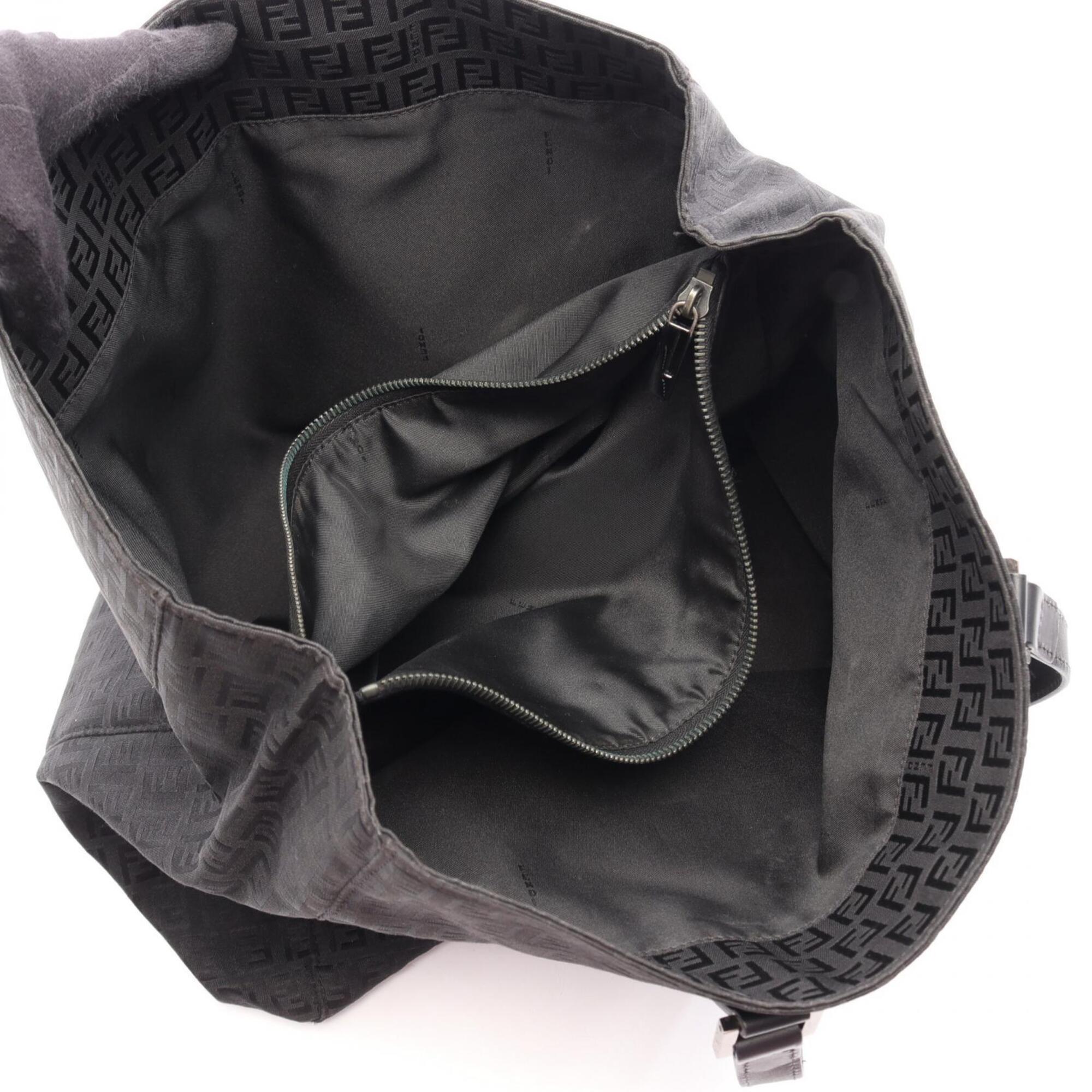 Fendi Black Canvas Leather Handbag Tote Bag (Pre-Owned)