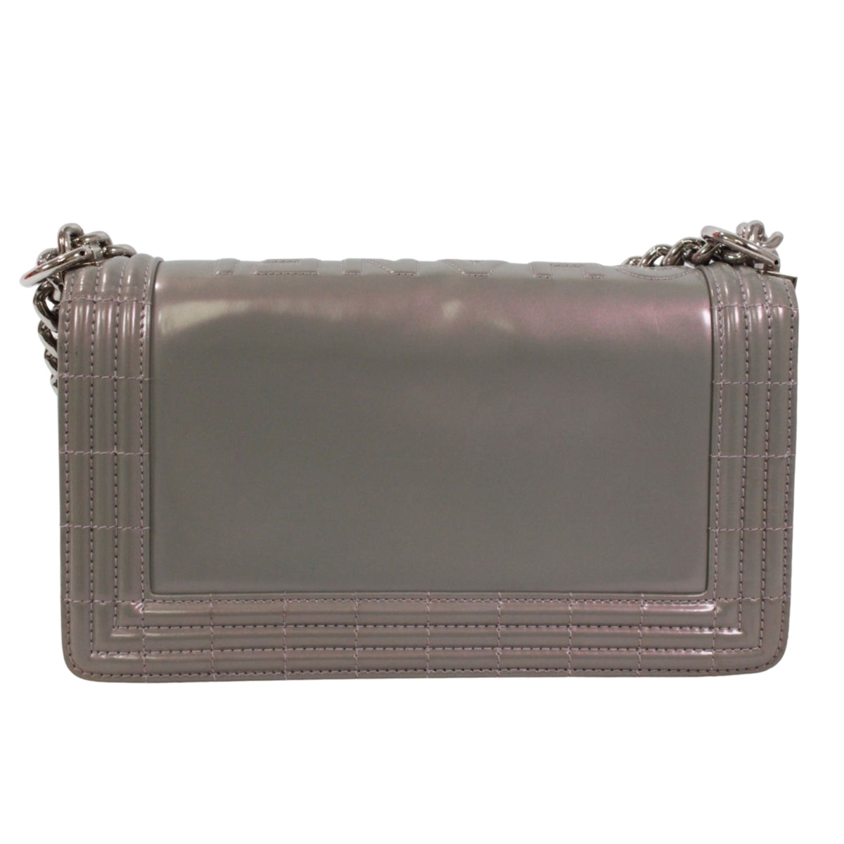 Chanel Metallic Gray Patent Leather Shoulder Bag (Pre-Owned)