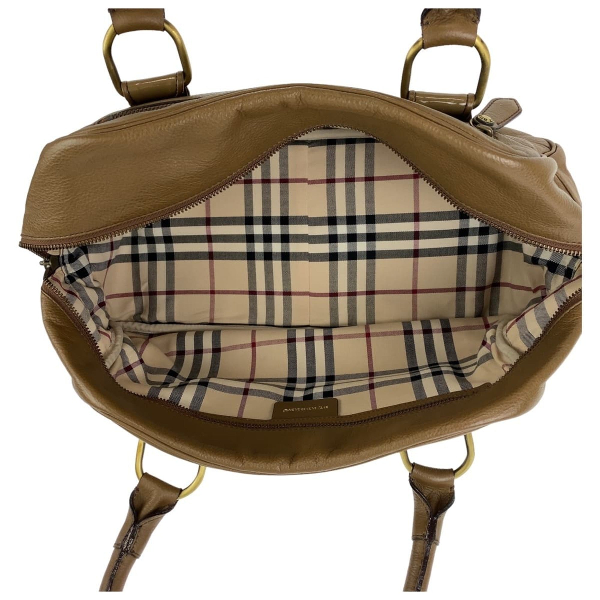 Burberry Khaki Brown Leather Handbag Shoulder Bag (Pre-Owned)