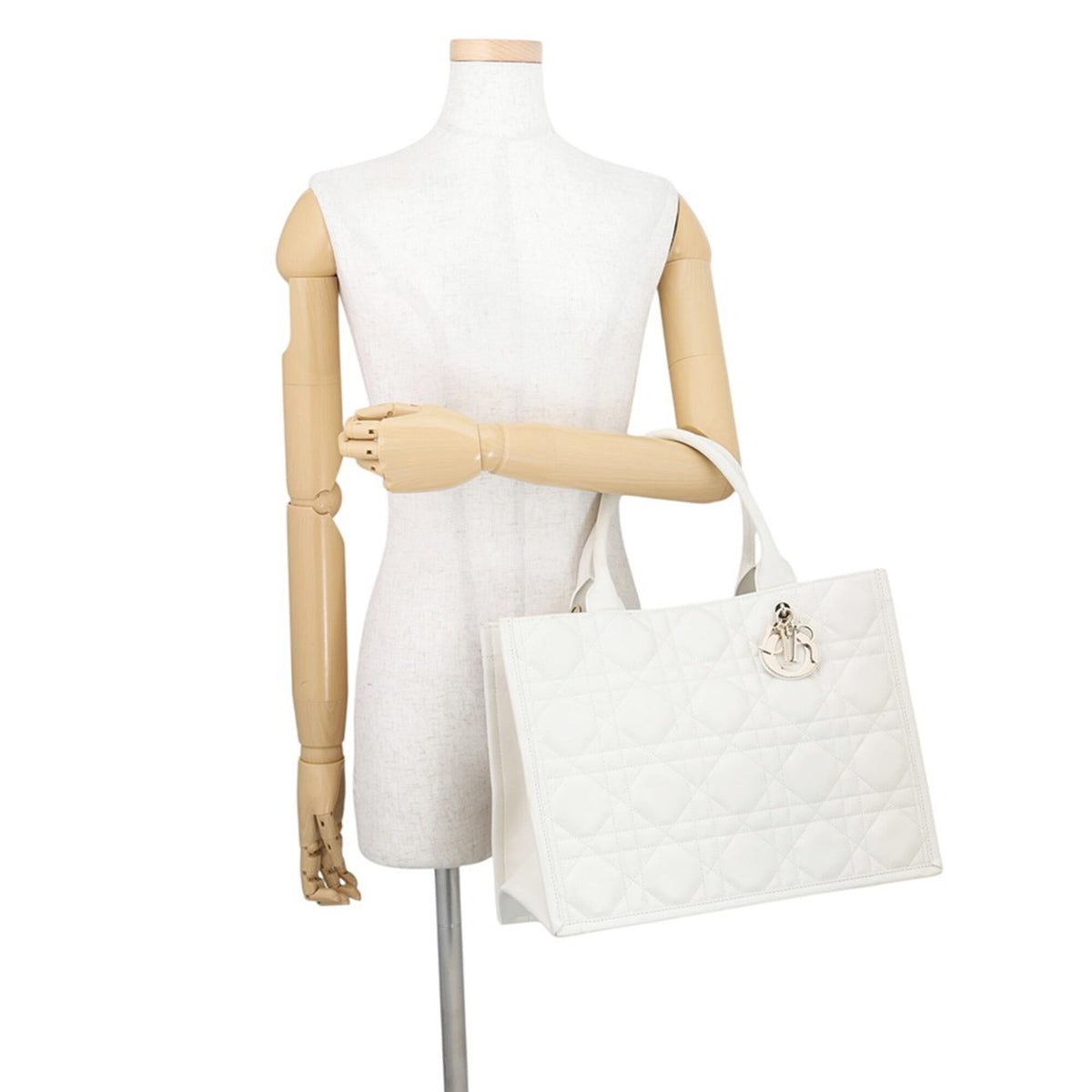 Christian Dior White Leather Handbag Tote Bag (Pre-Owned)
